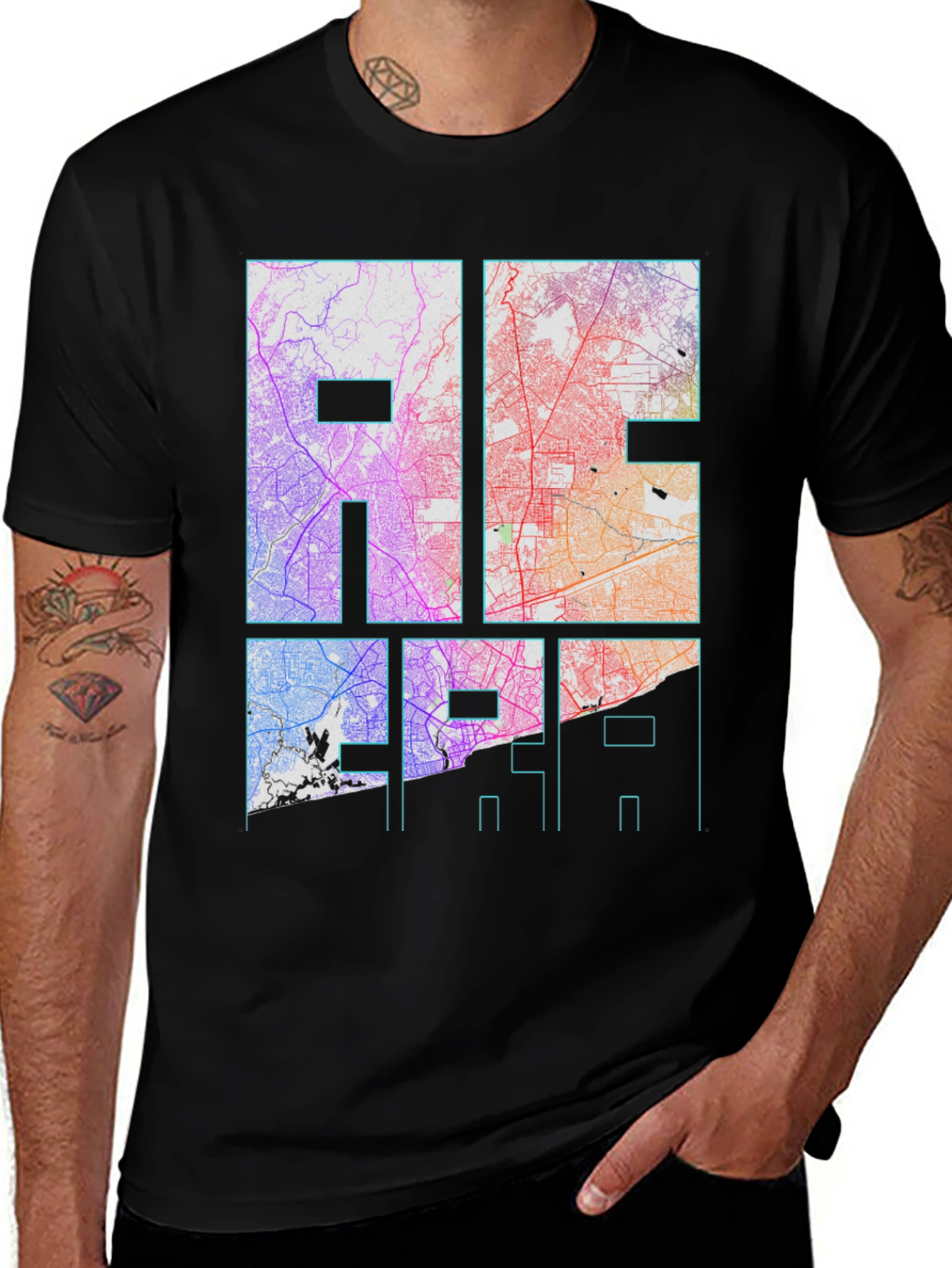 City Map Graphic Tee - Black Unisex T-Shirt