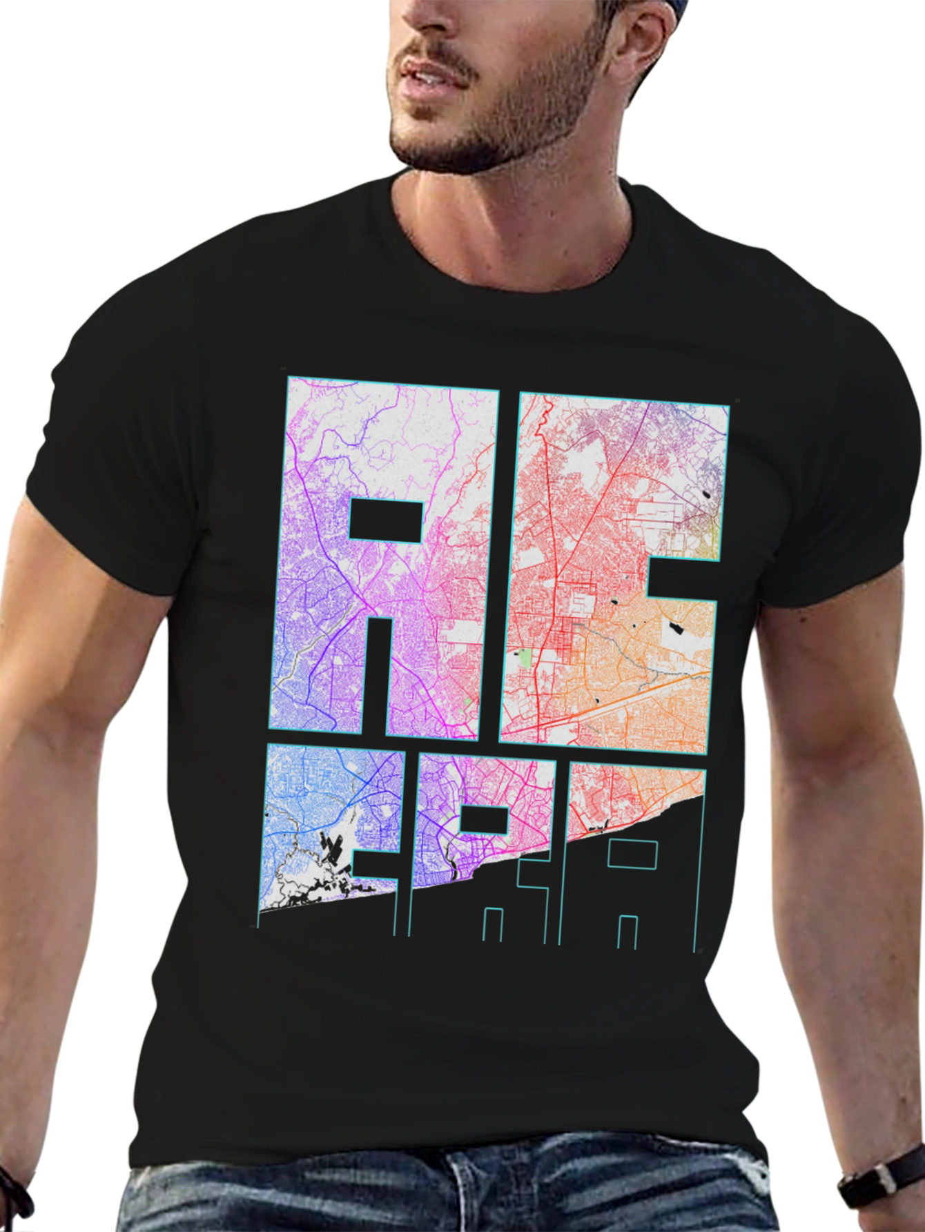 City Map Graphic Tee - Black Unisex T-Shirt