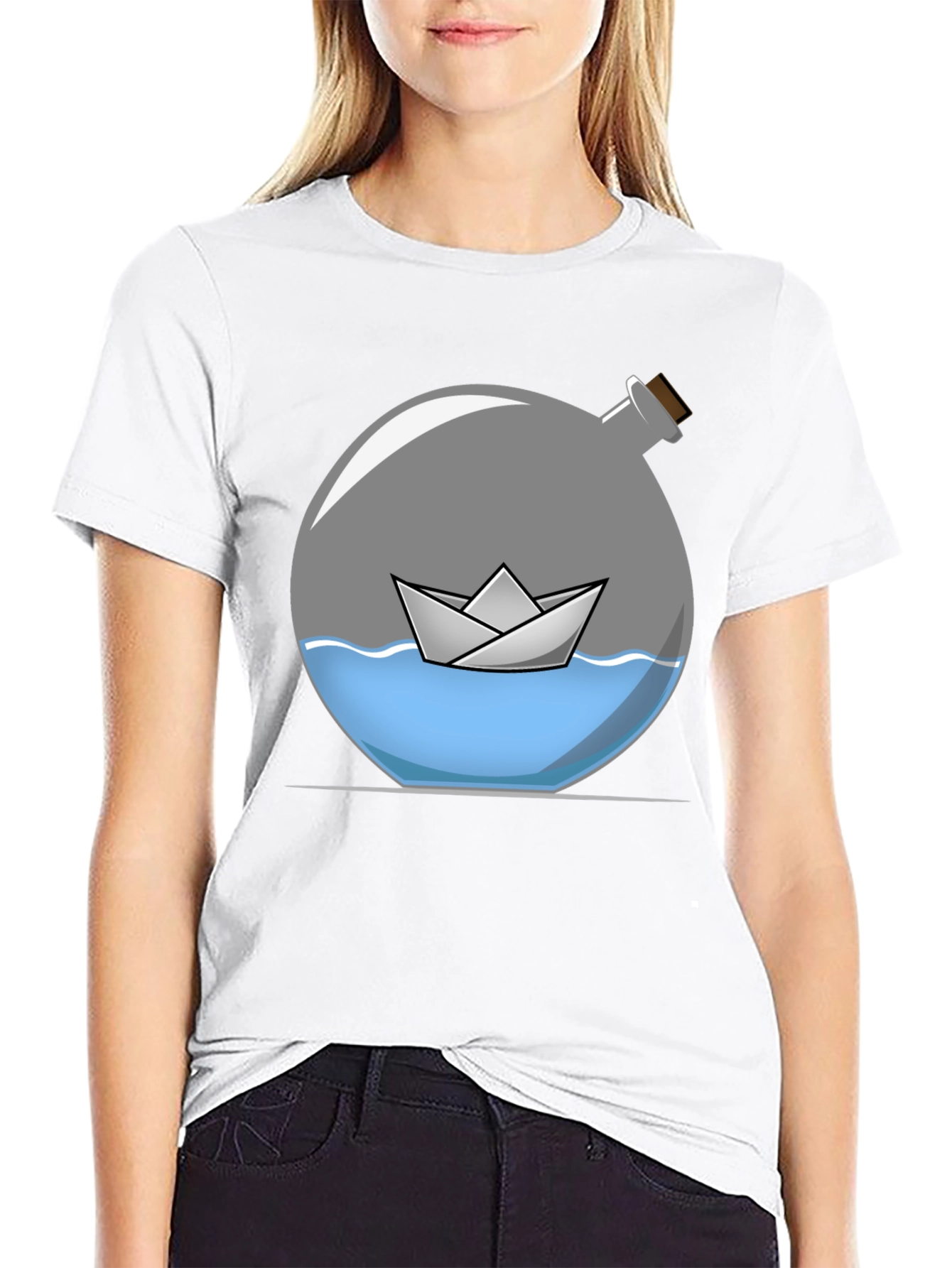 Paper Boat in Bottle Graphic Tee