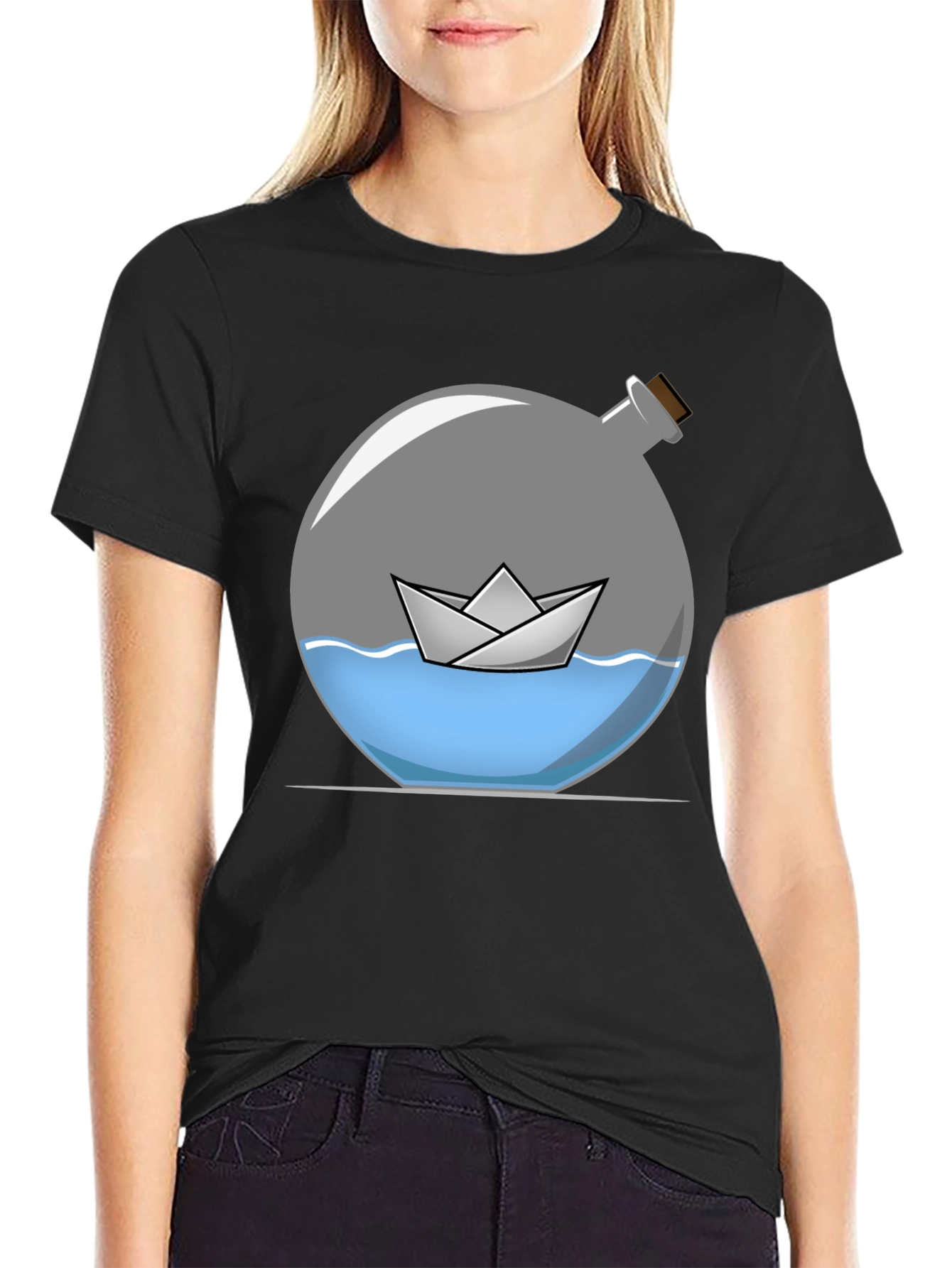 Paper Boat in Bottle Graphic Tee