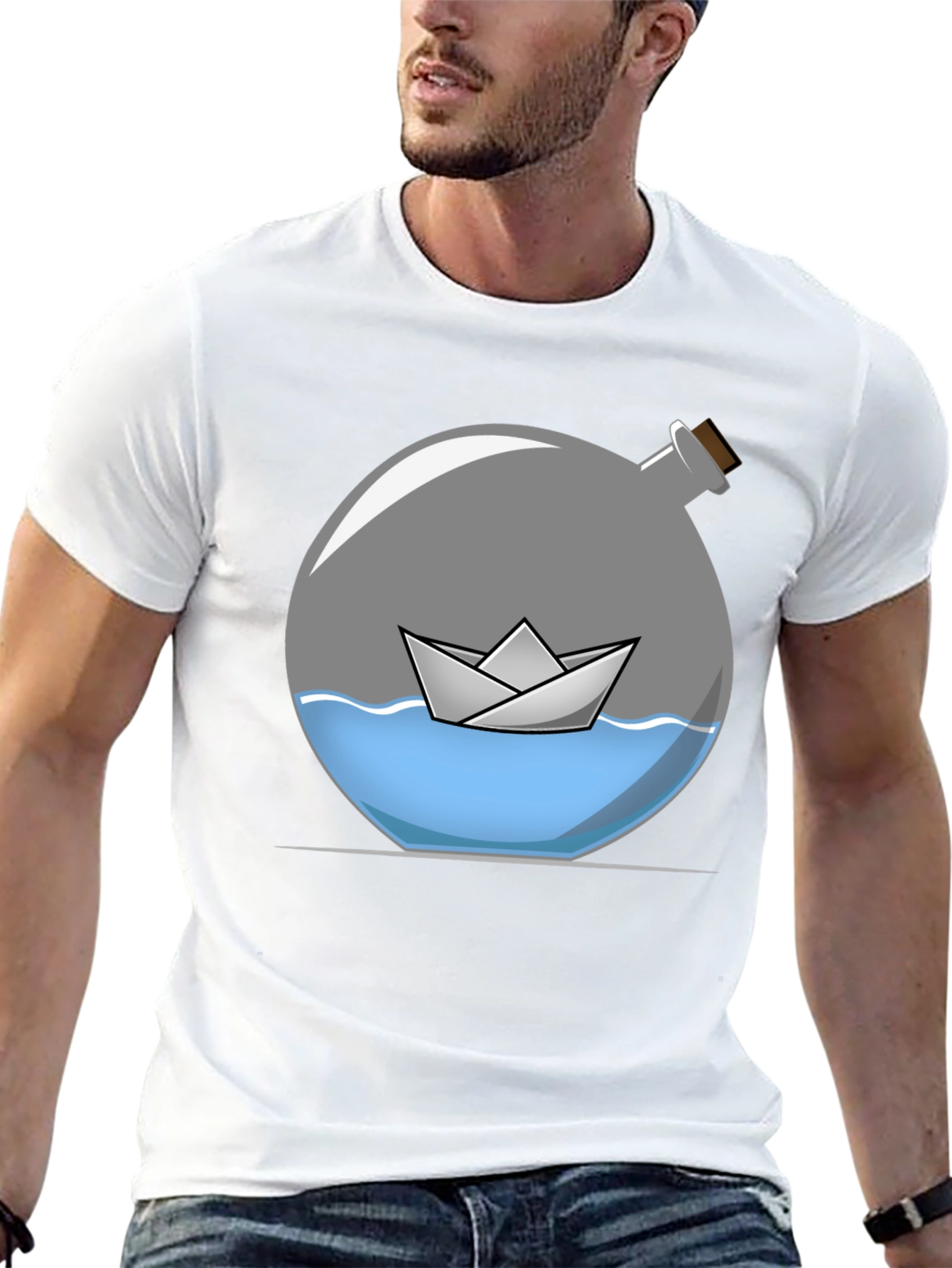 Paper Boat in Bottle Graphic Tee