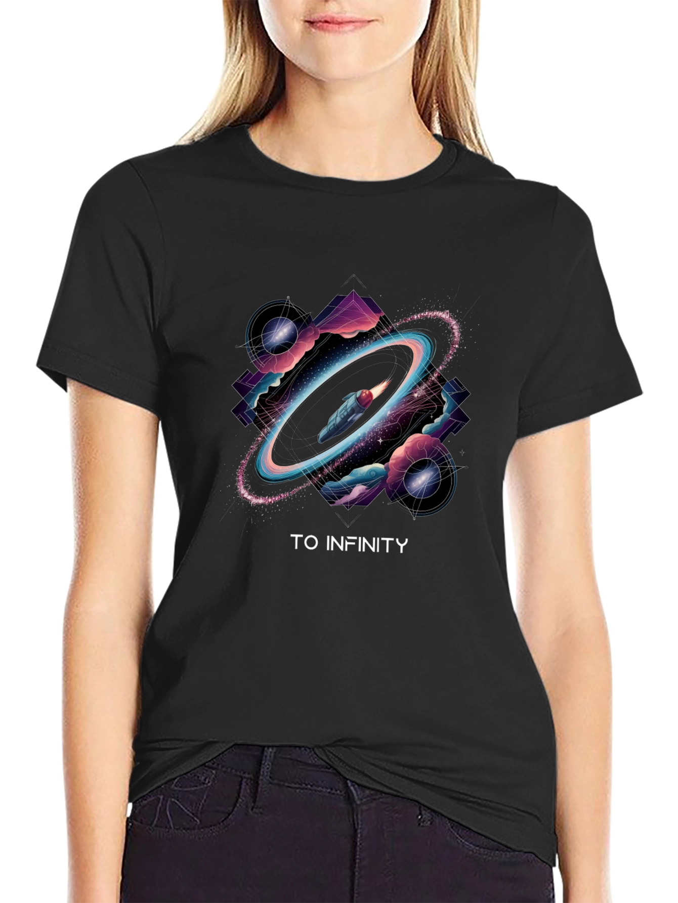 To Infinity T-Shirt Black Graphic Tee