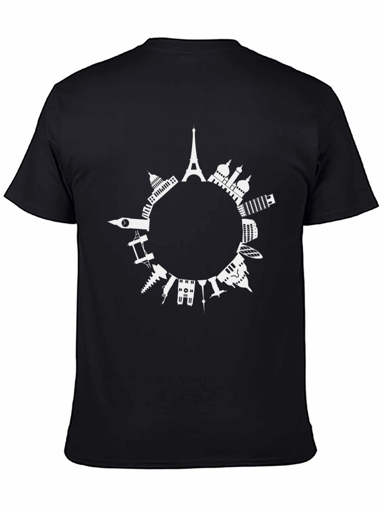 World Landmarks Black Graphic Tee
