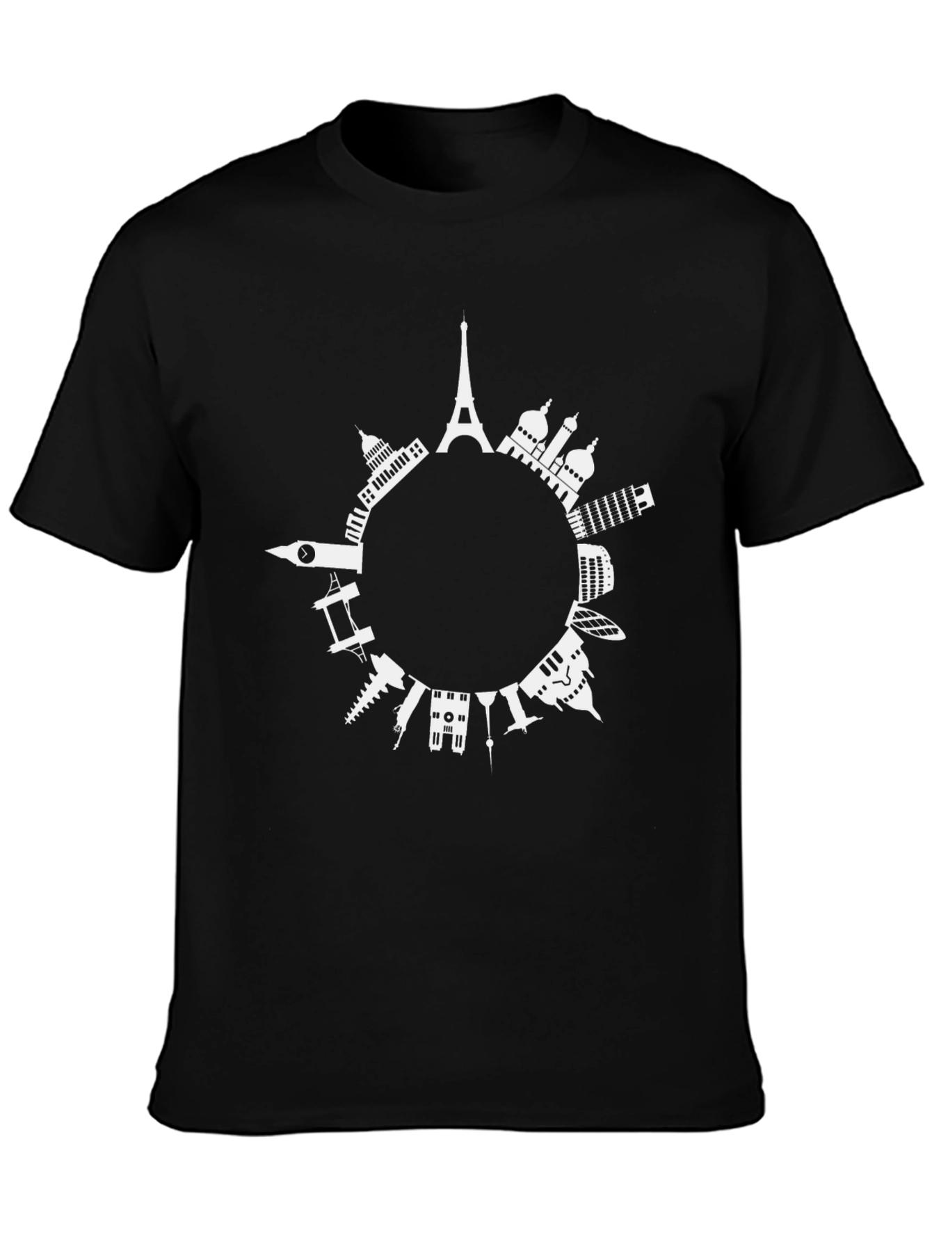 World Landmarks Black Graphic Tee