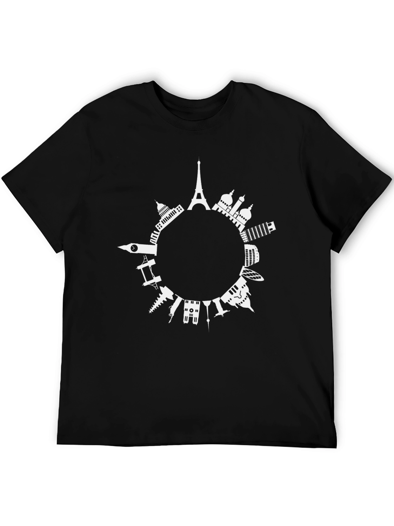 World Landmarks Black Graphic Tee