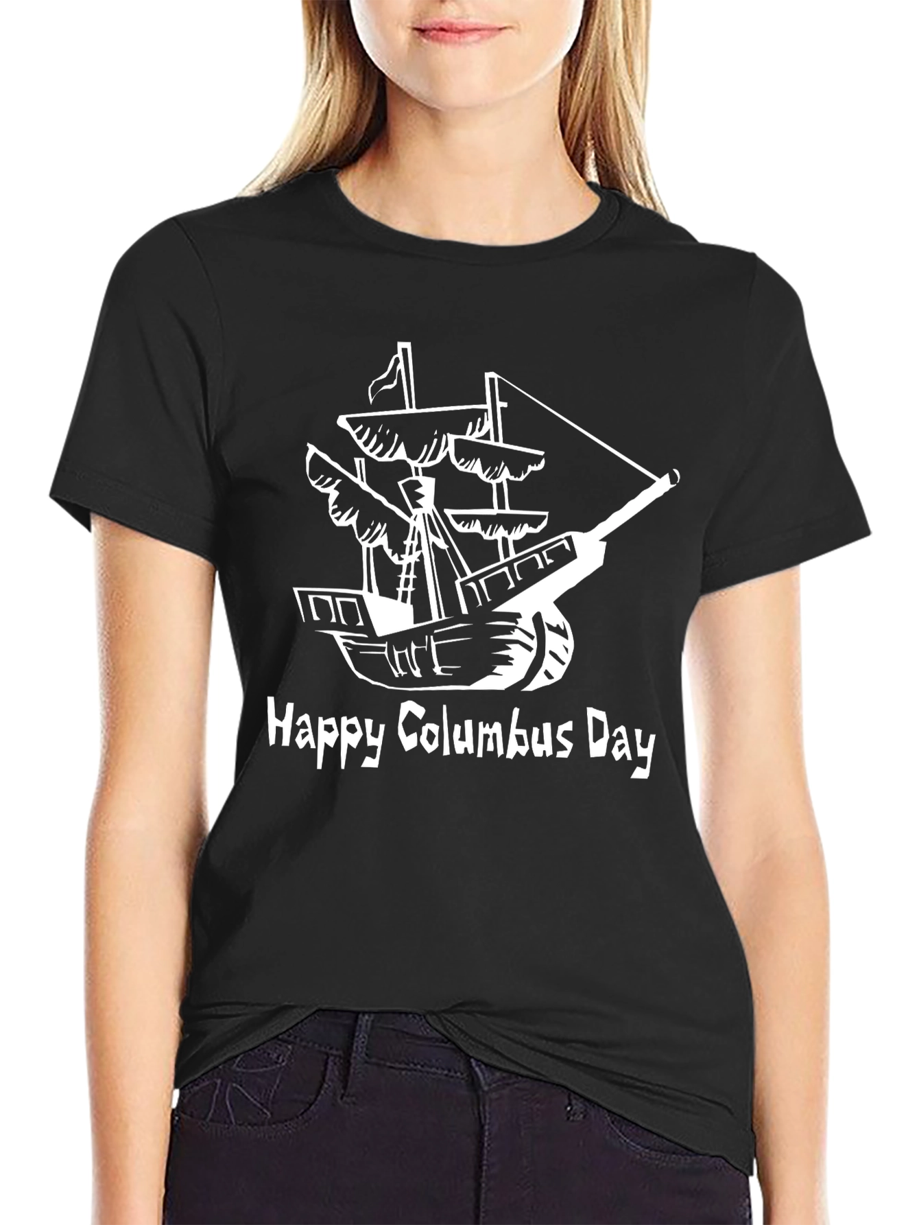 Happy Columbus Day Black T-Shirt