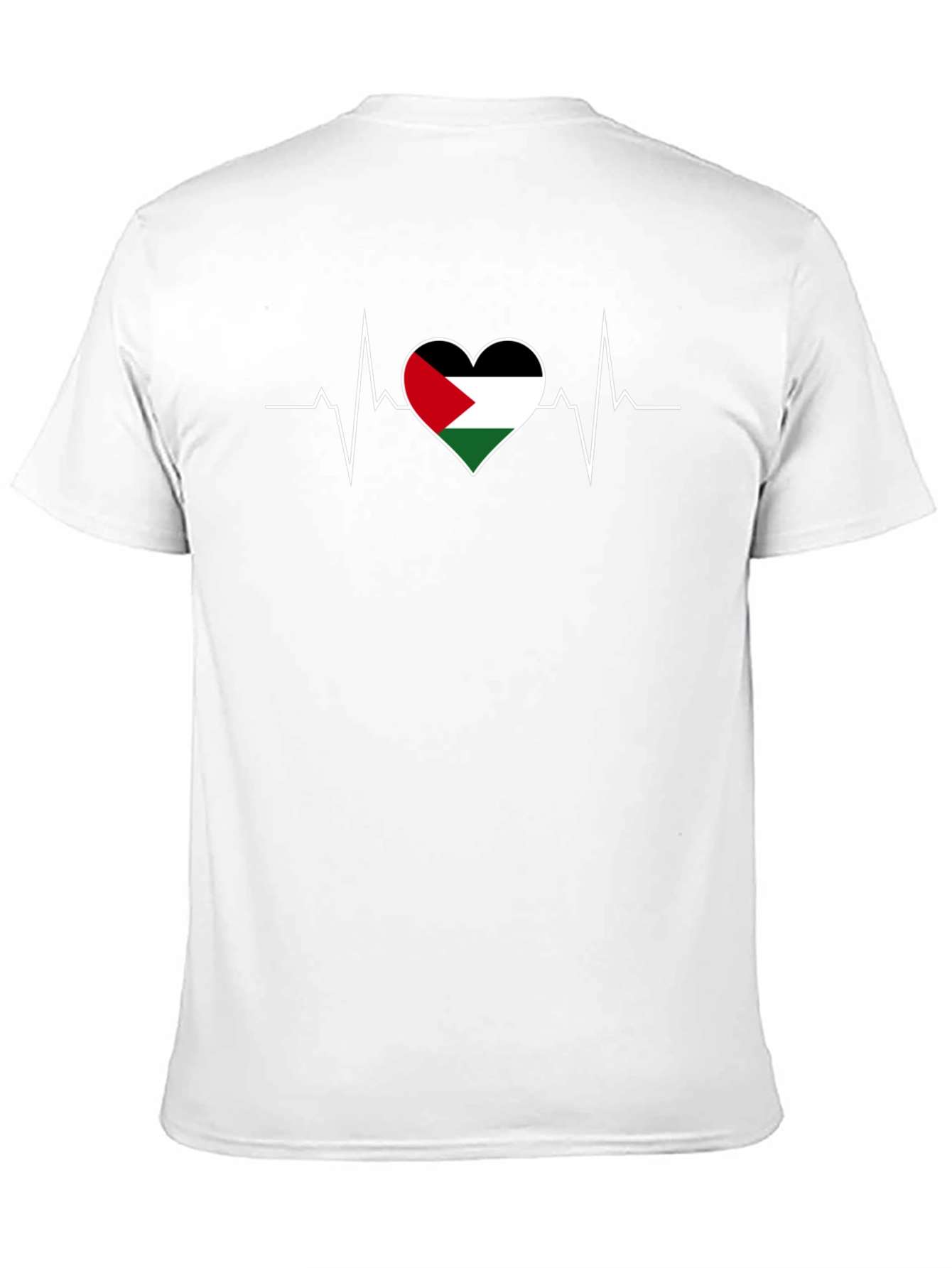 Palestine Flag Heartbeat T-Shirt - Black