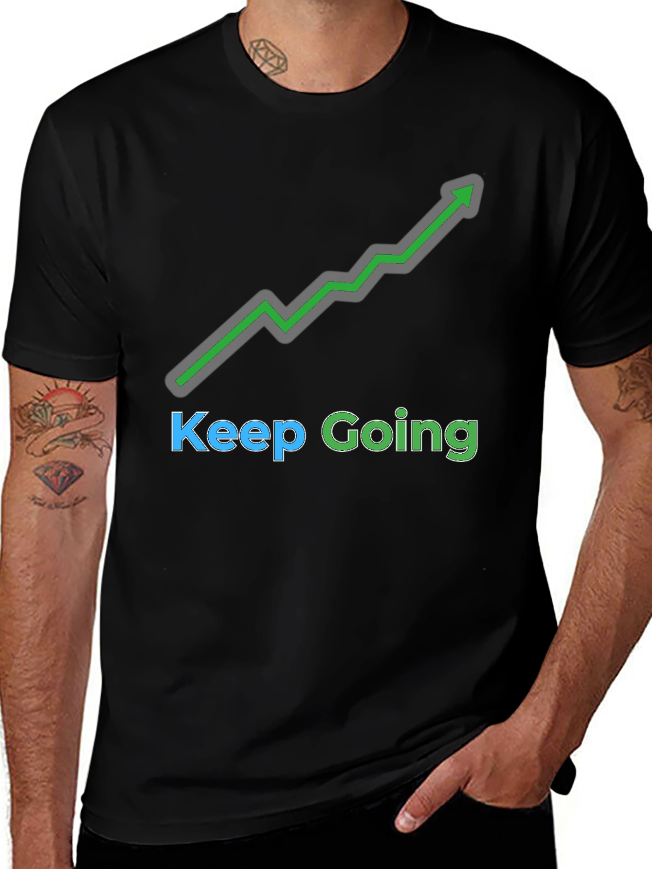 Keep Going Graphic Tee - Black Motivational T-Shirt
