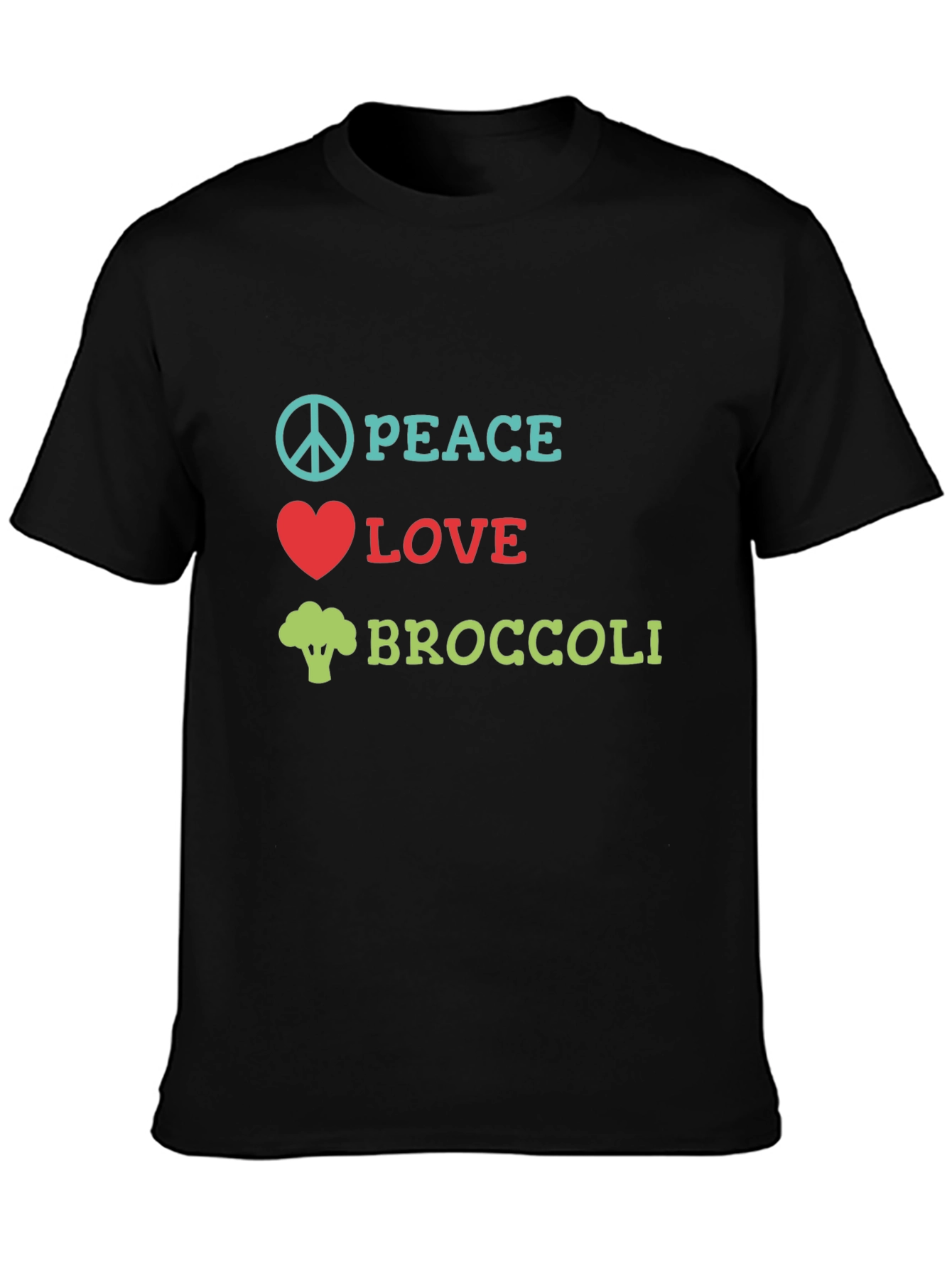 Peace Love Broccoli T-Shirt - Novelty Vegan Tee