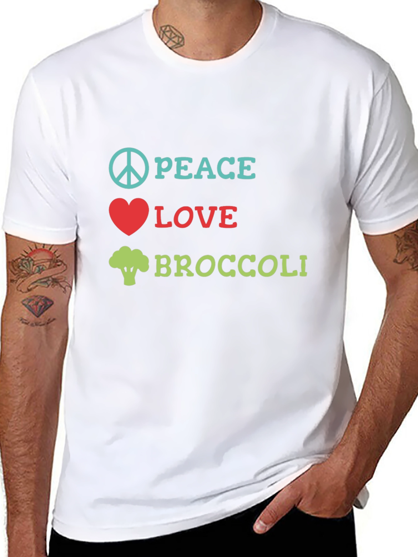 Peace Love Broccoli T-Shirt - Novelty Vegan Tee