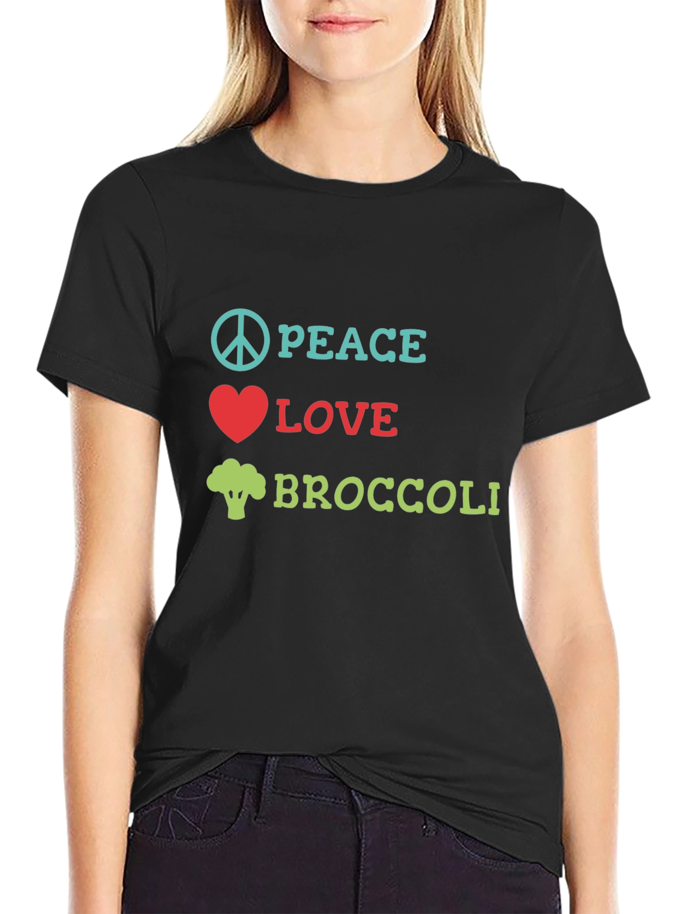 Peace Love Broccoli T-Shirt - Novelty Vegan Tee