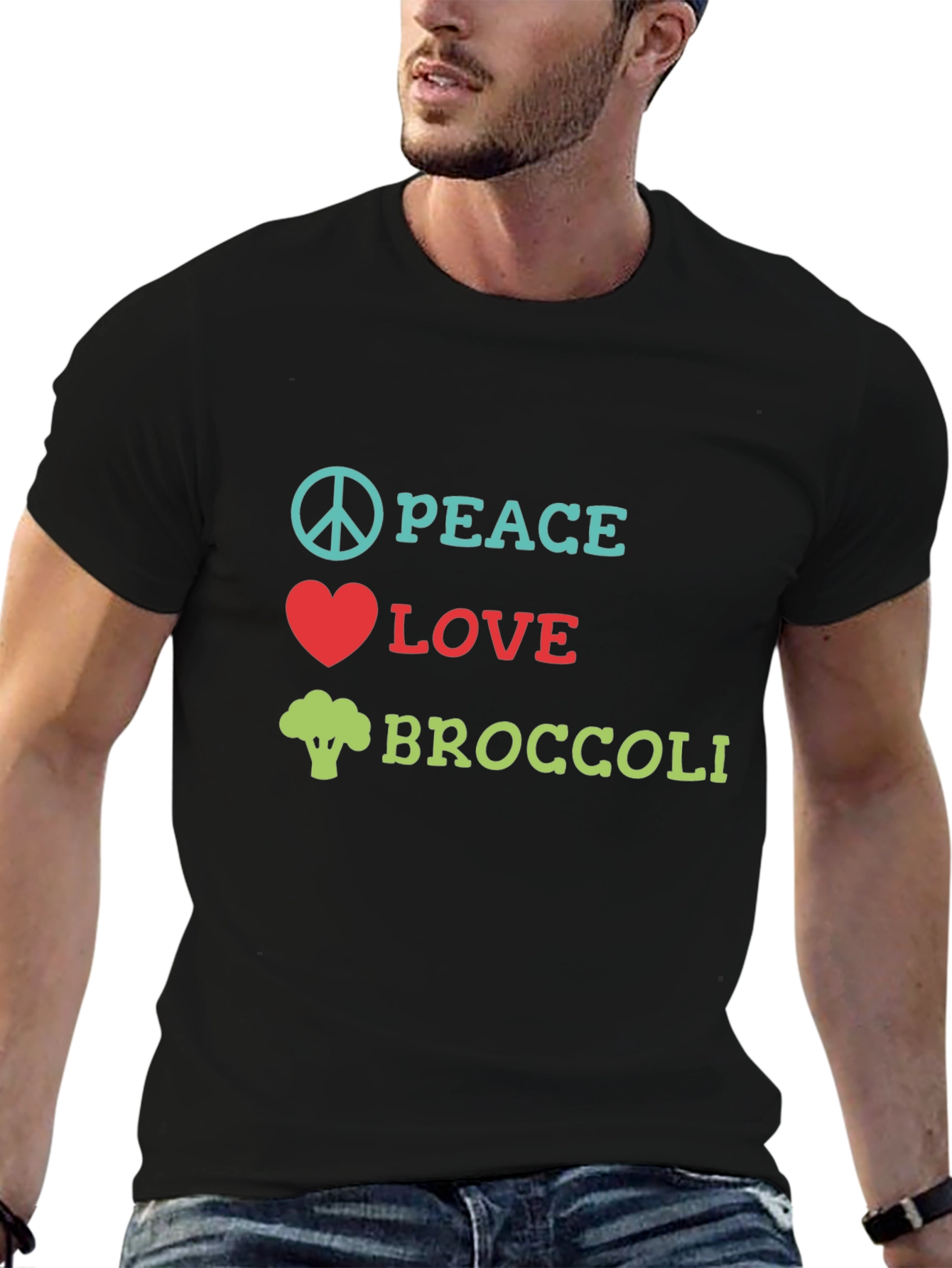 Peace Love Broccoli T-Shirt - Novelty Vegan Tee