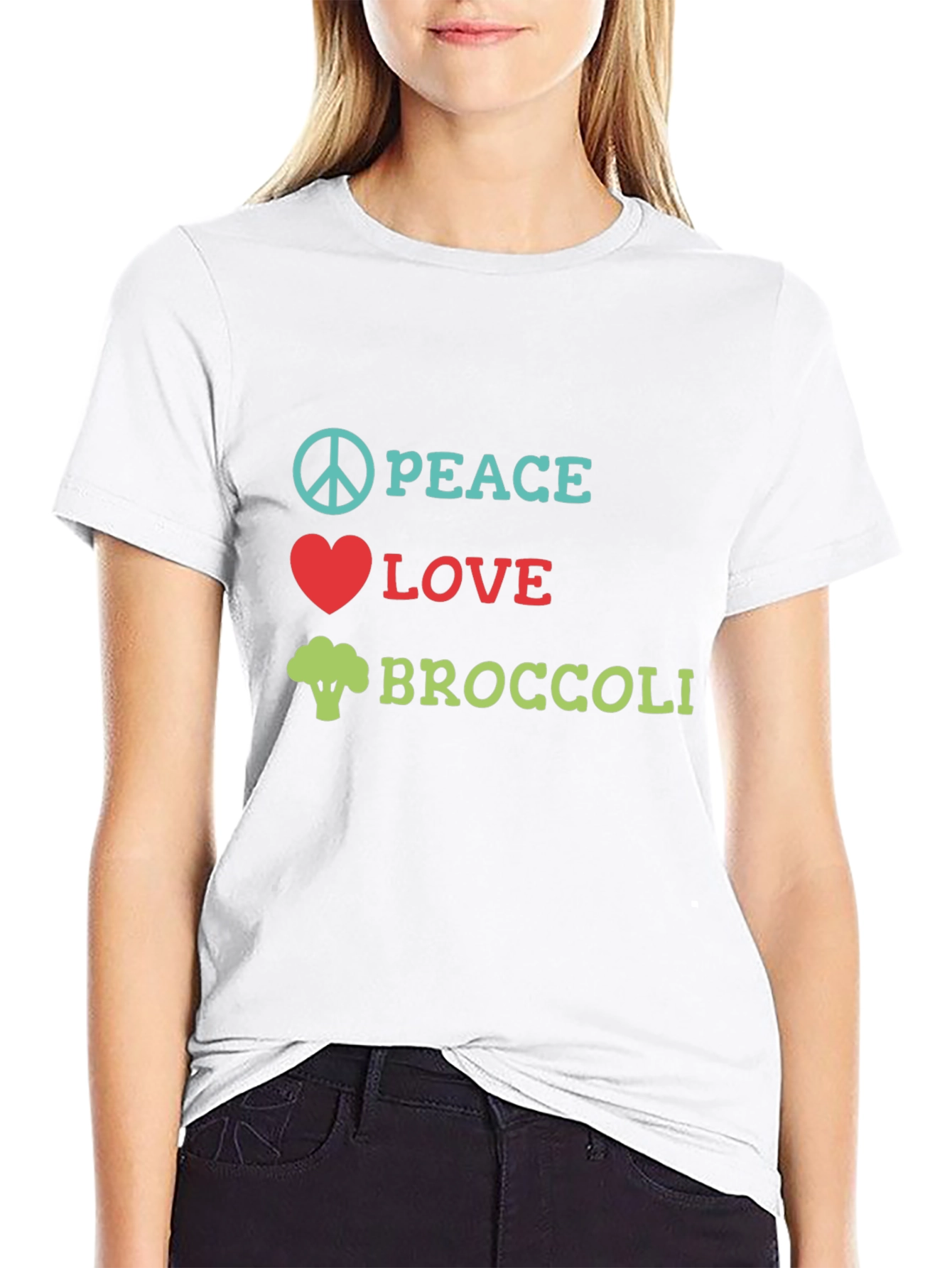 Peace Love Broccoli T-Shirt - Novelty Vegan Tee