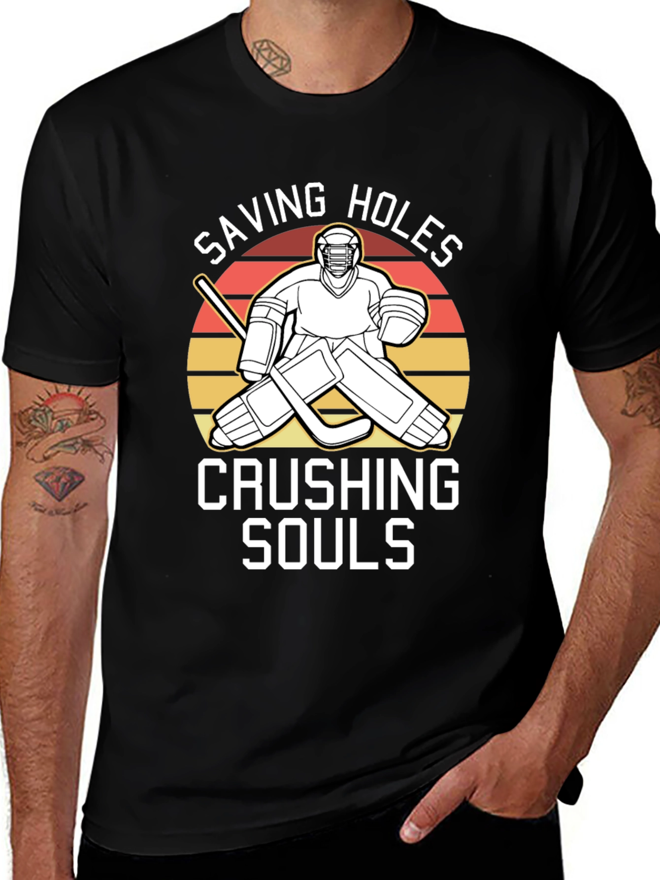 Saving Holes Crushing Souls Hockey T-Shirt