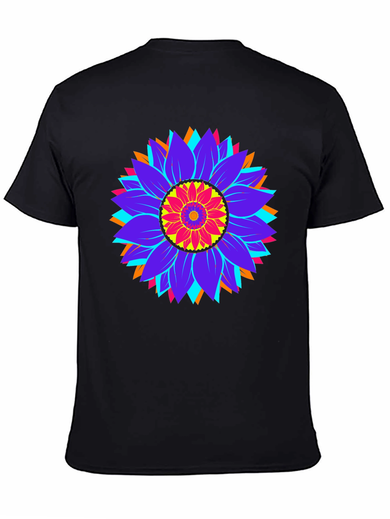 Psychedelic Sunflower Graphic Tee - Black