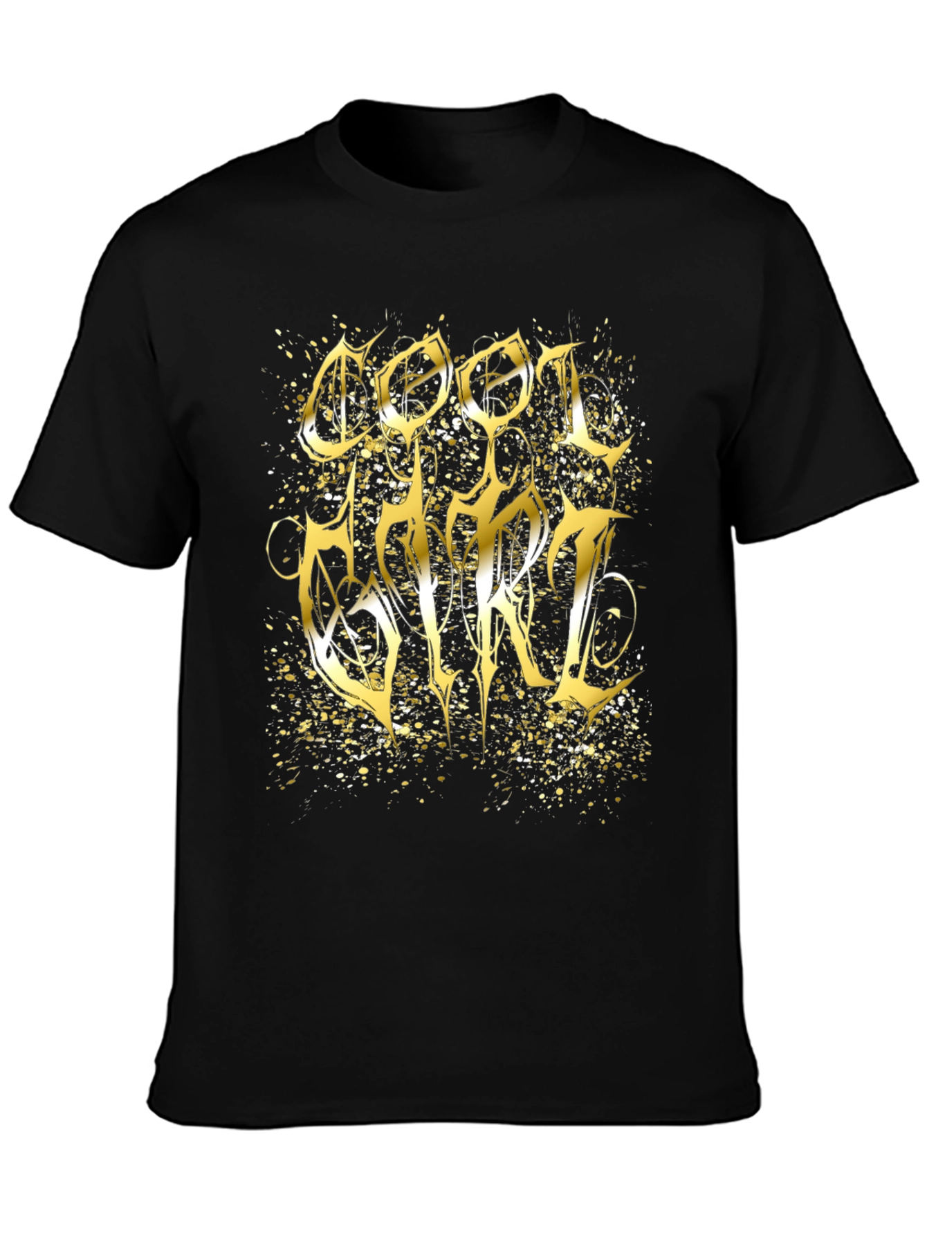 Cool Girl Gold Graphic Black T-Shirt