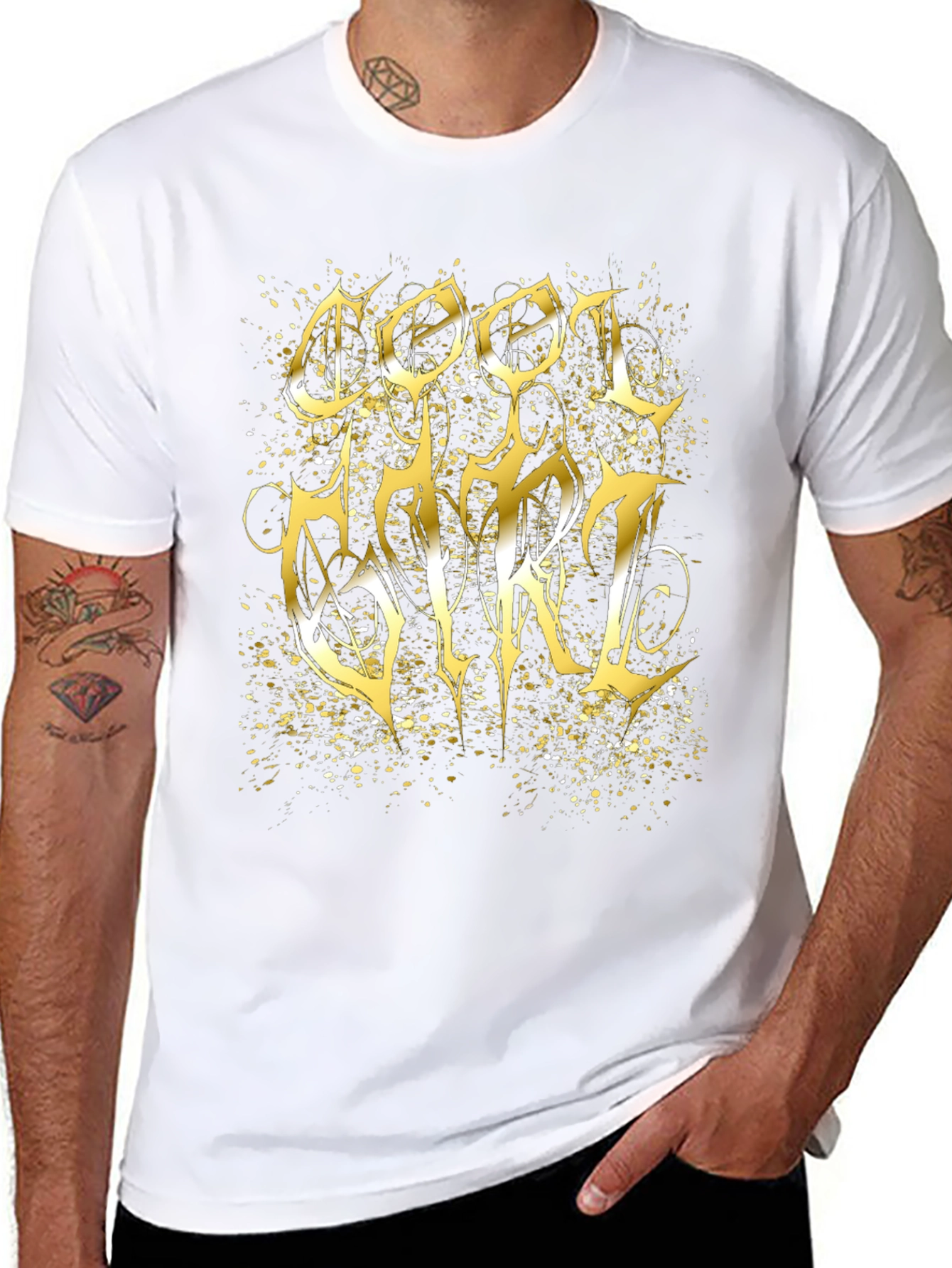 Cool Girl Gold Graphic Black T-Shirt