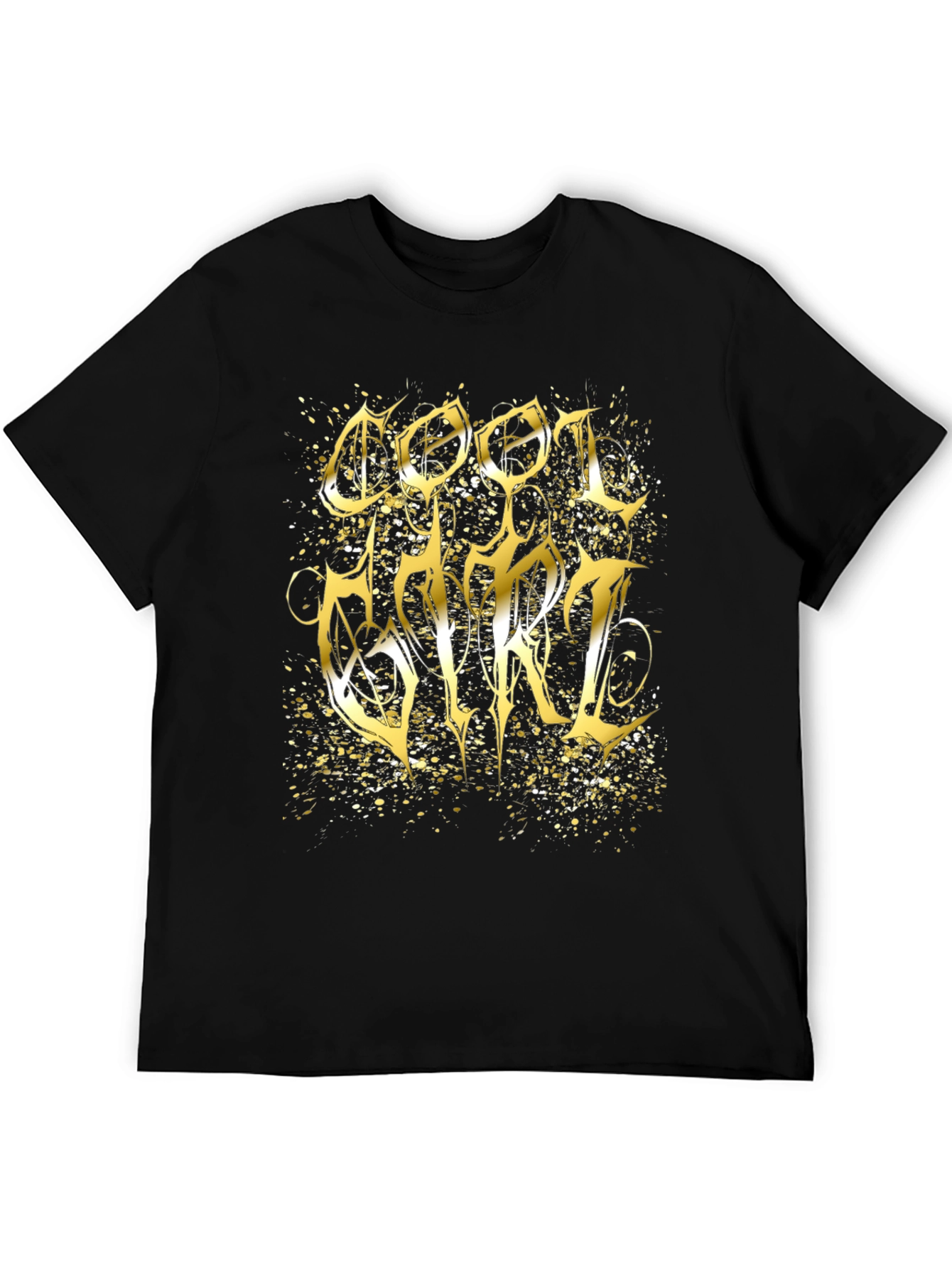 Cool Girl Gold Graphic Black T-Shirt