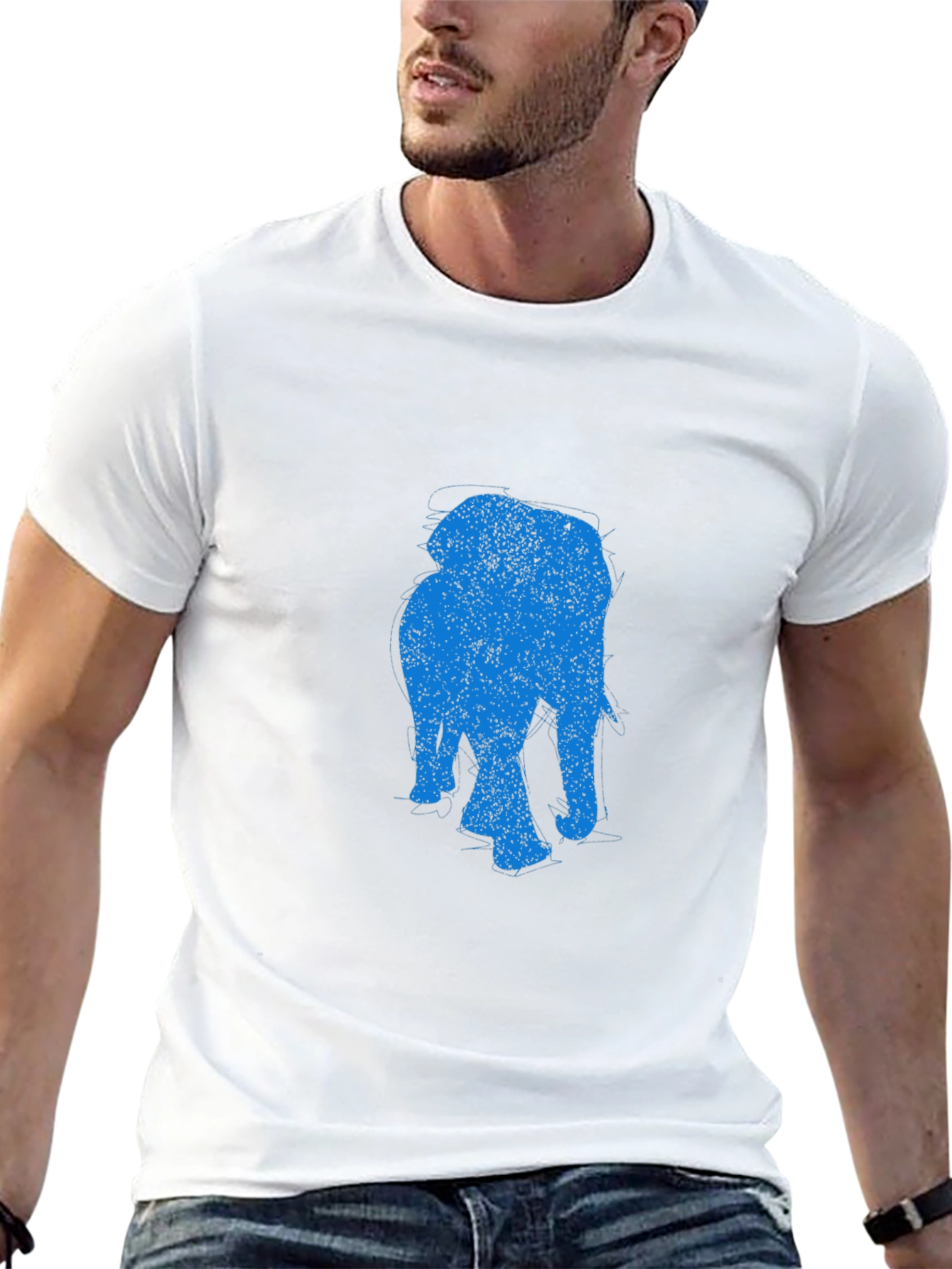 Elephant Graphic Tee - Black Cotton Casual T-Shirt