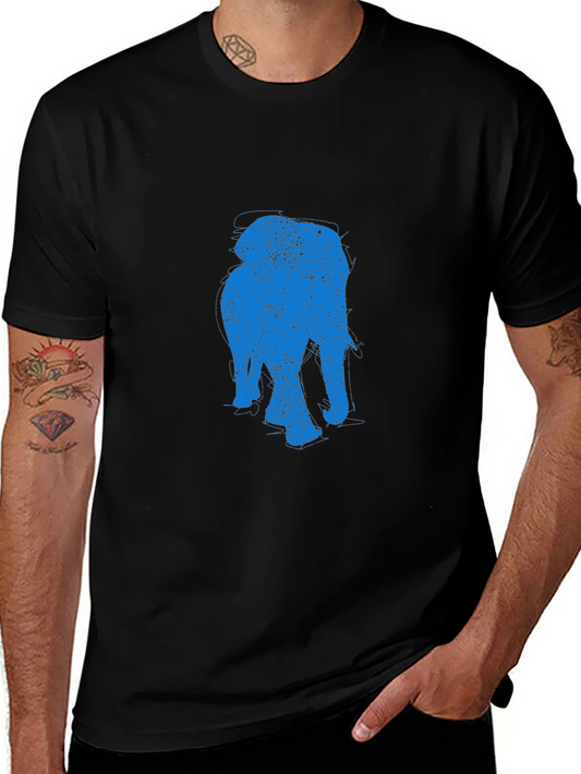 Elephant Graphic Tee - Black Cotton Casual T-Shirt