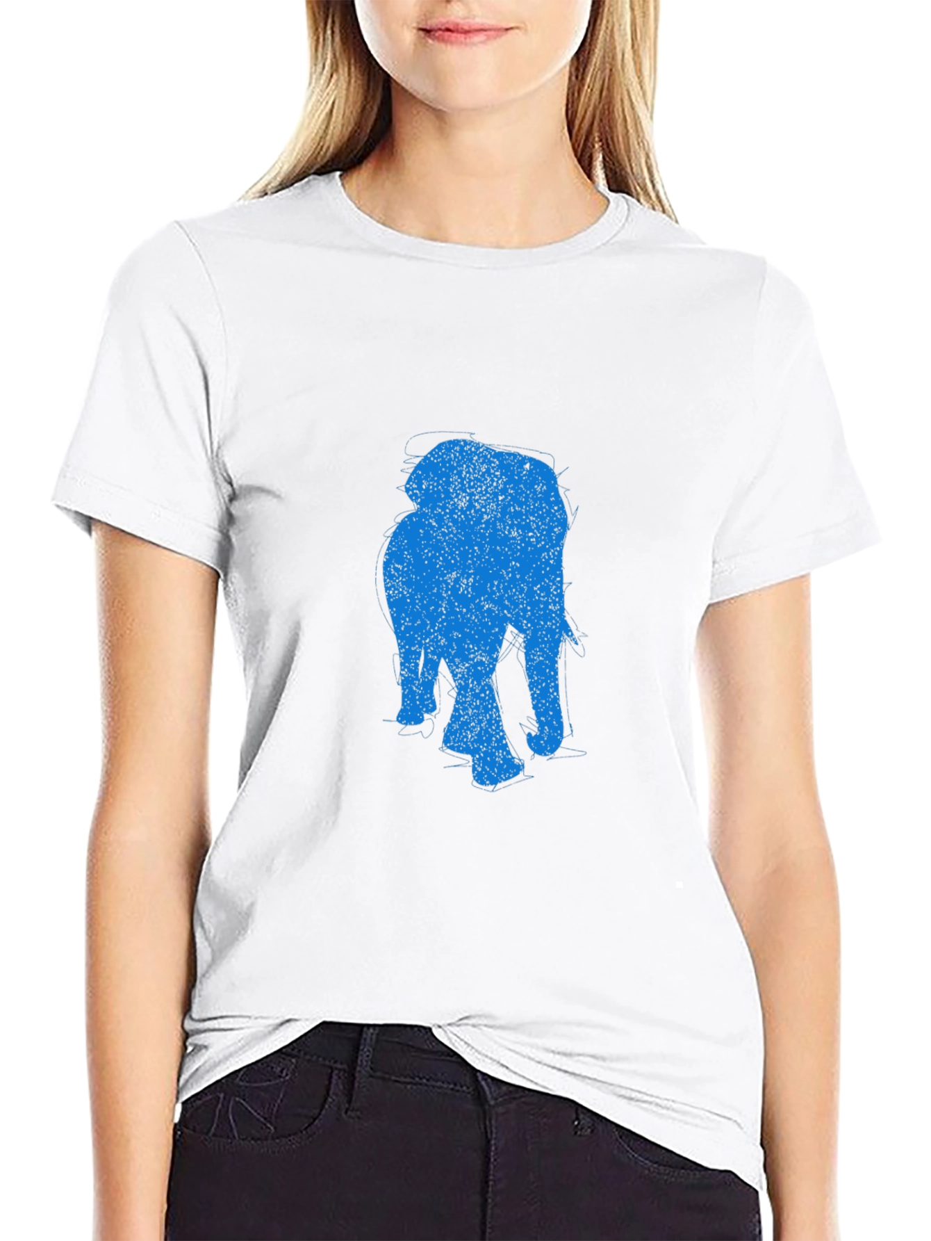 Elephant Graphic Tee - Black Cotton Casual T-Shirt