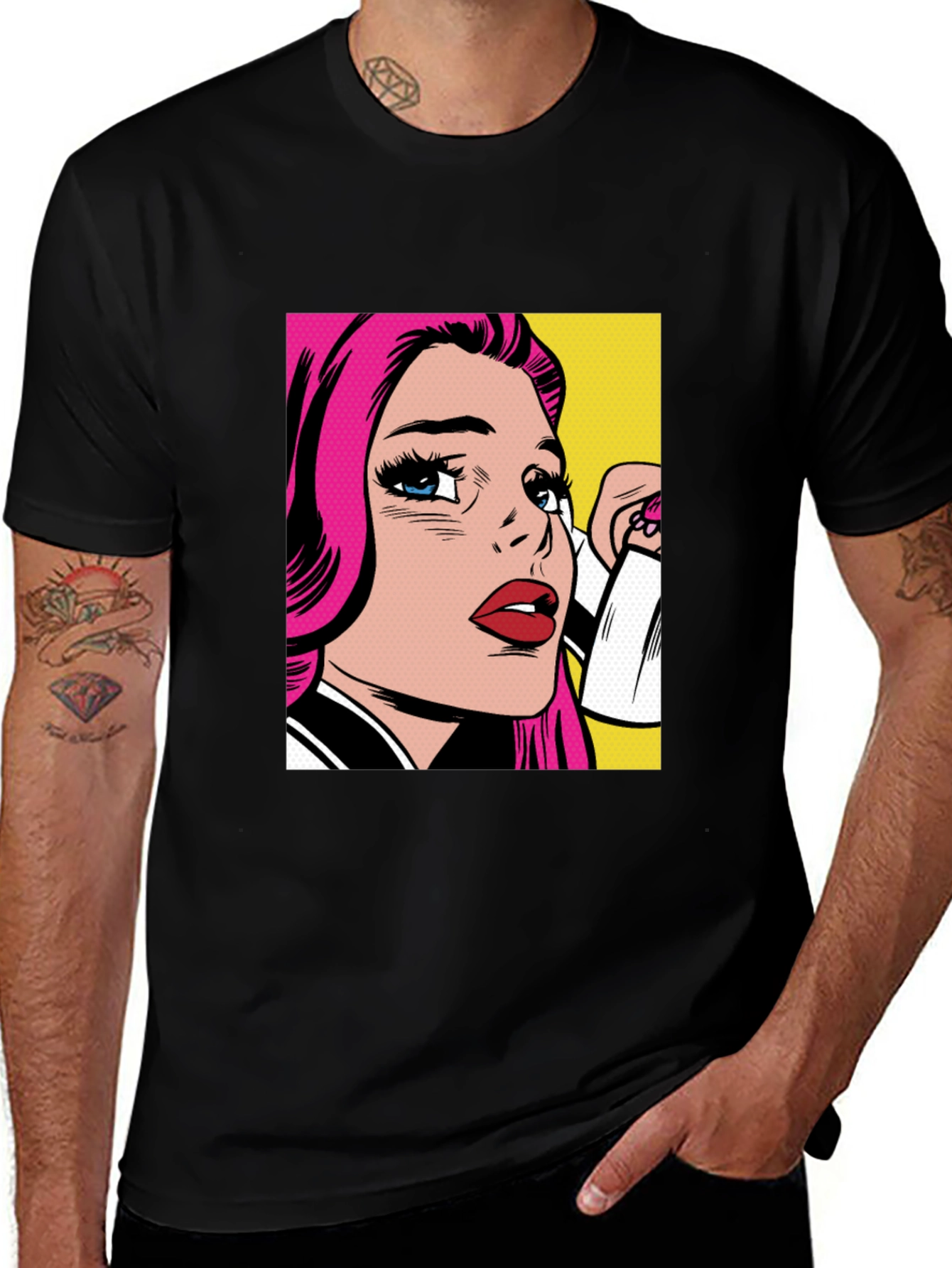 Pop Art Graphic Black T-Shirt