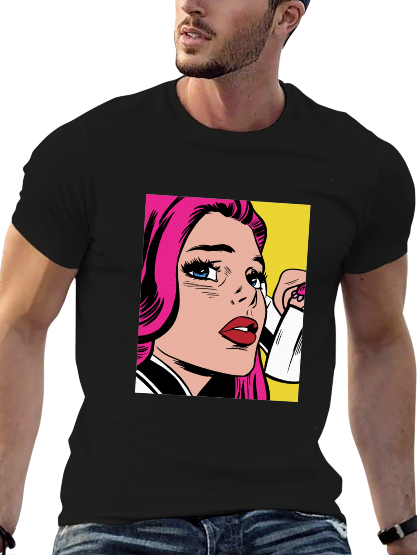 Pop Art Graphic Black T-Shirt