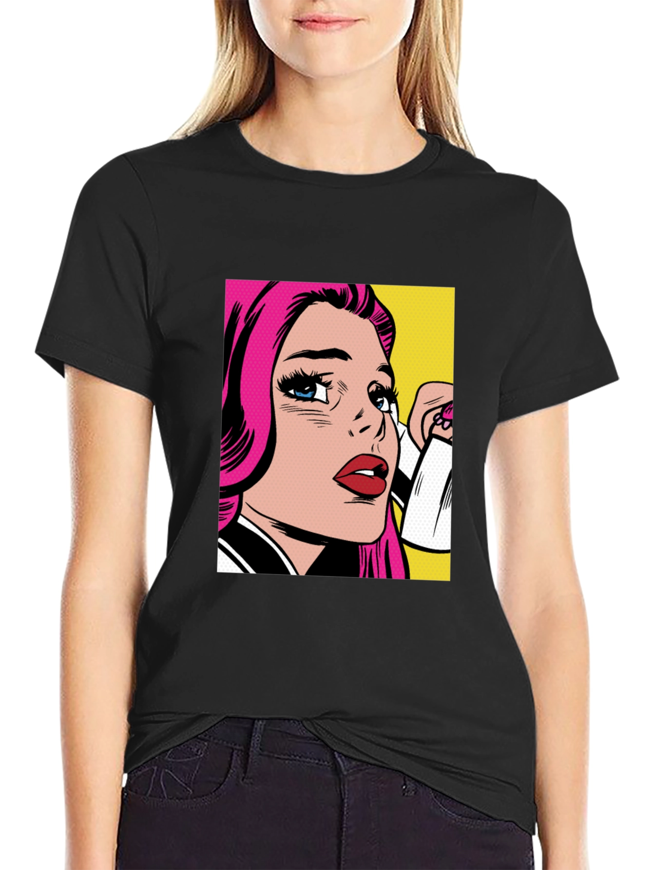 Pop Art Graphic Black T-Shirt
