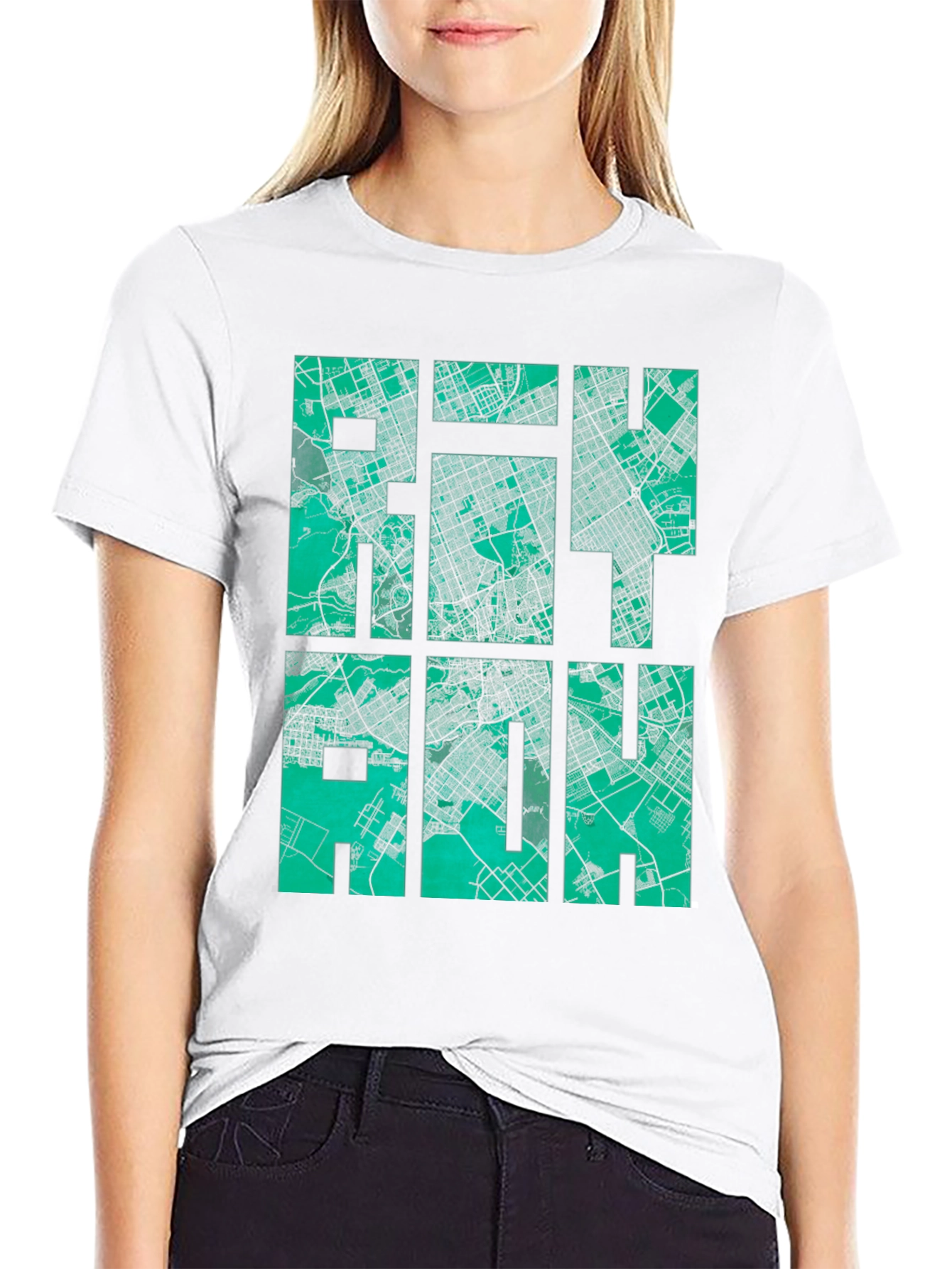 Raleigh Map T-Shirt - Cityscape Design