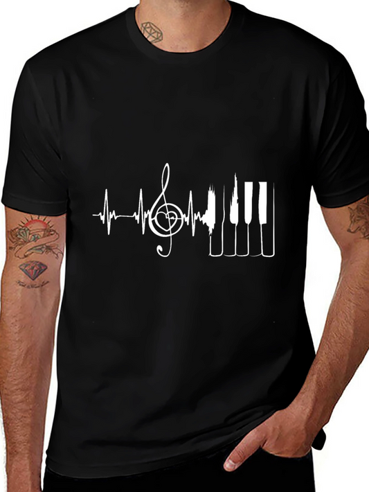 Music Lover T-Shirt - Heartbeat Piano Design