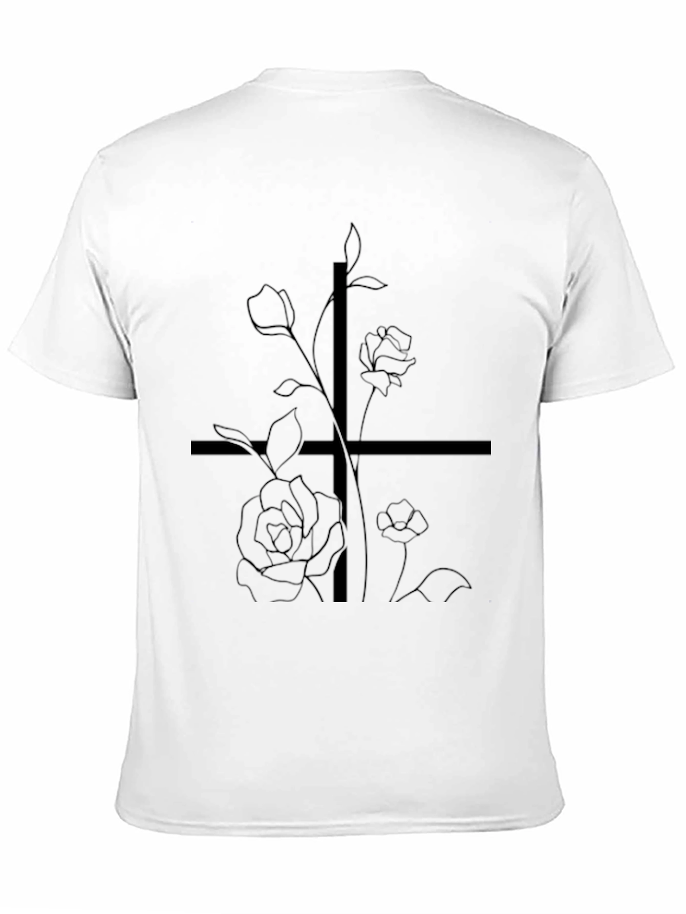 Black Floral Cross Graphic T-Shirt