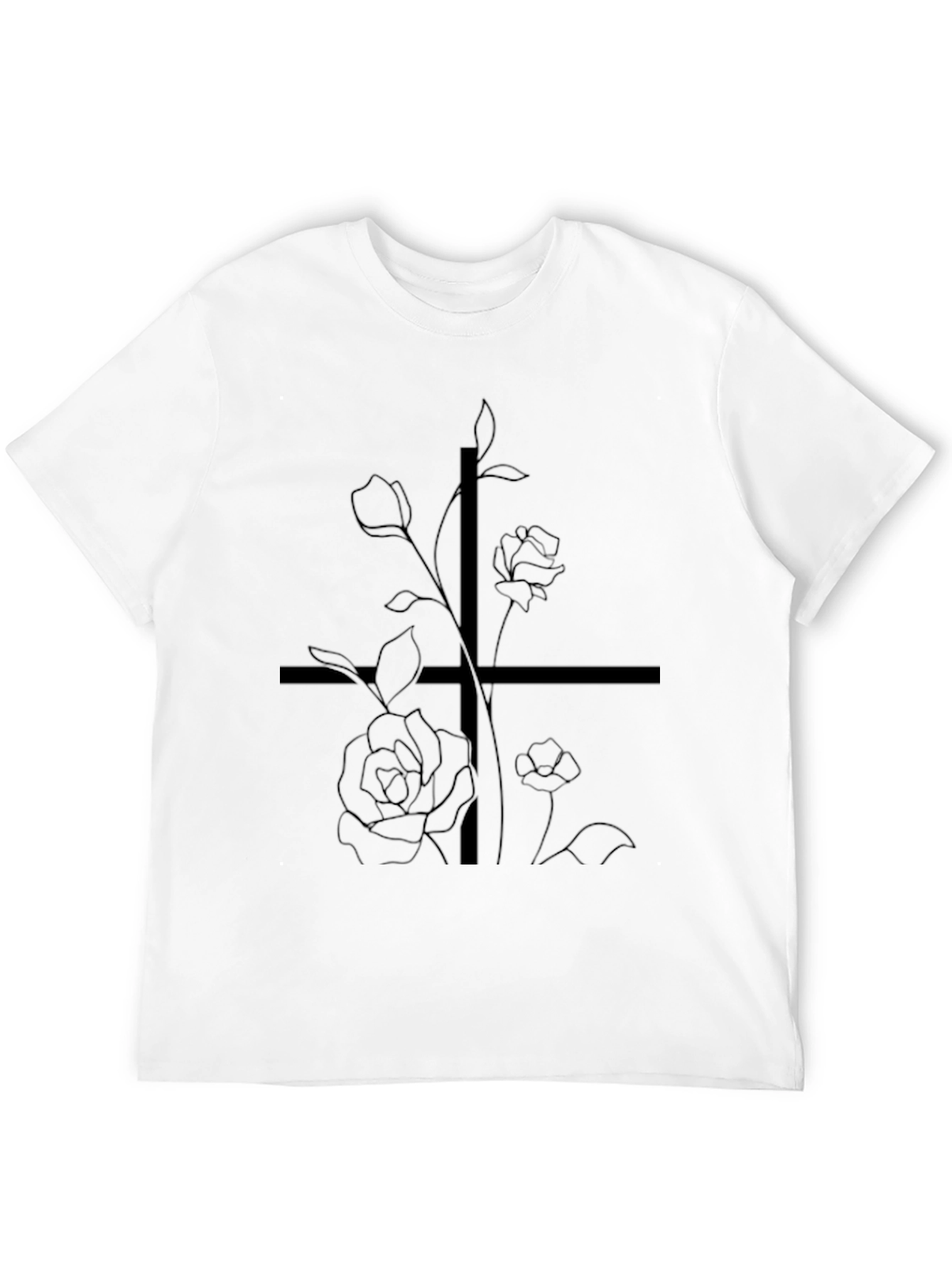 Black Floral Cross Graphic T-Shirt