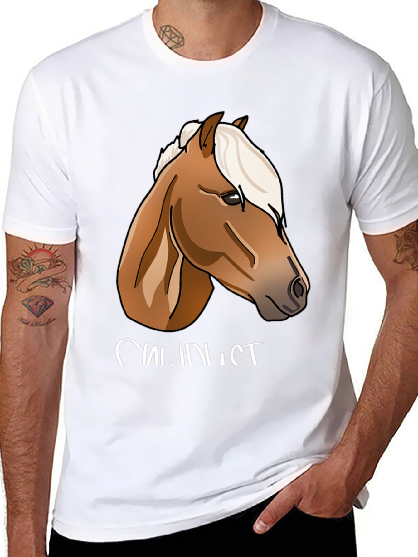 Horse Graphic Print Black T-Shirt