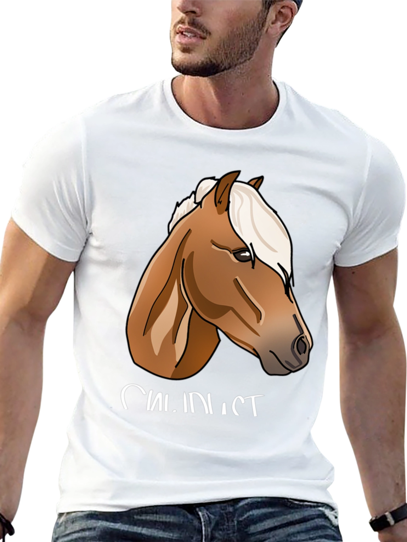 Horse Graphic Print Black T-Shirt