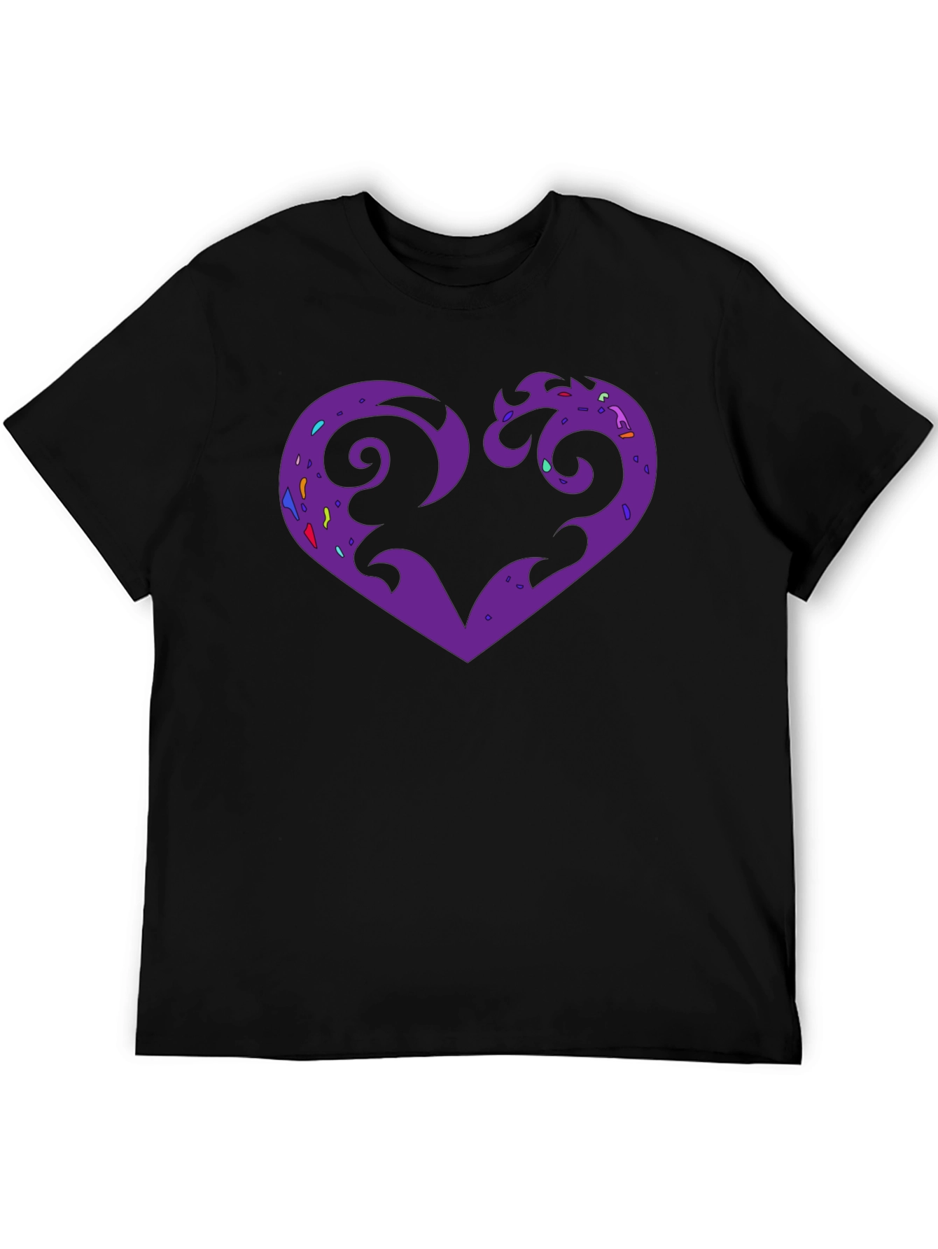 Purple Heart Graphic Black T-Shirt