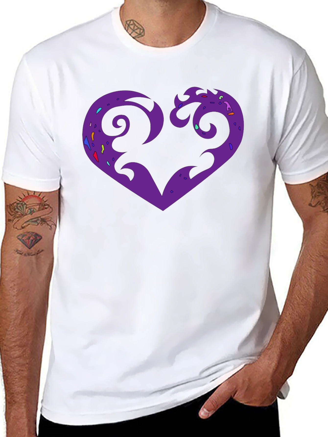 Purple Heart Graphic Black T-Shirt
