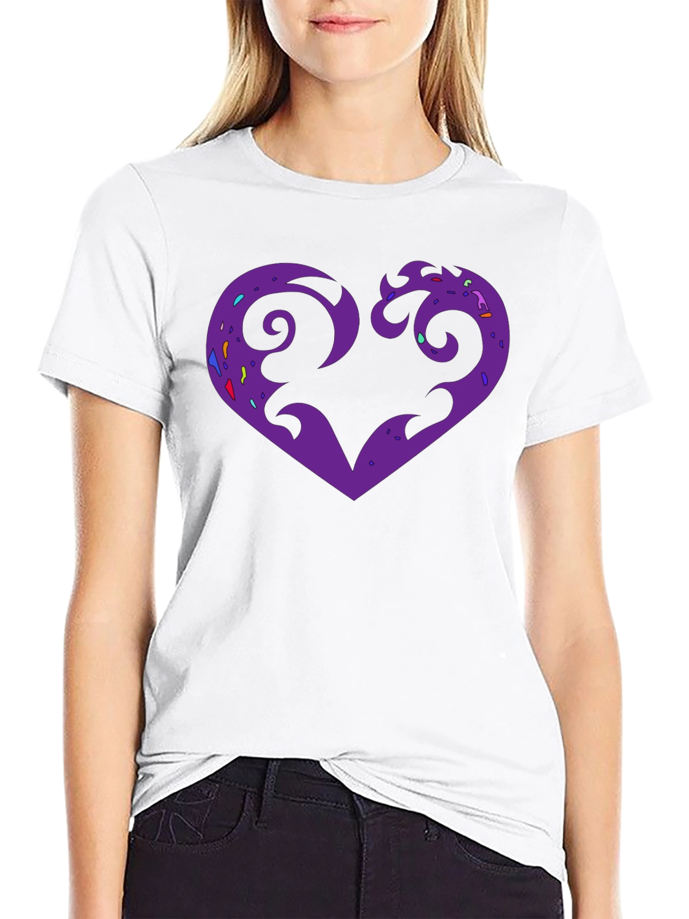 Purple Heart Graphic Black T-Shirt