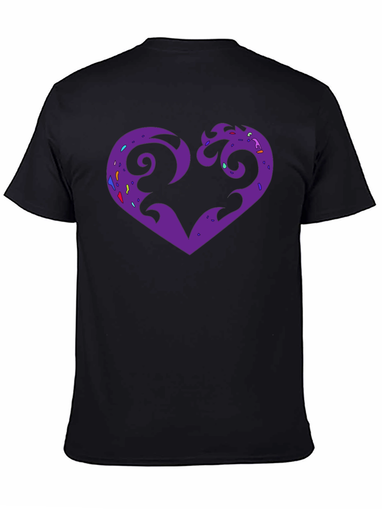 Purple Heart Graphic Black T-Shirt