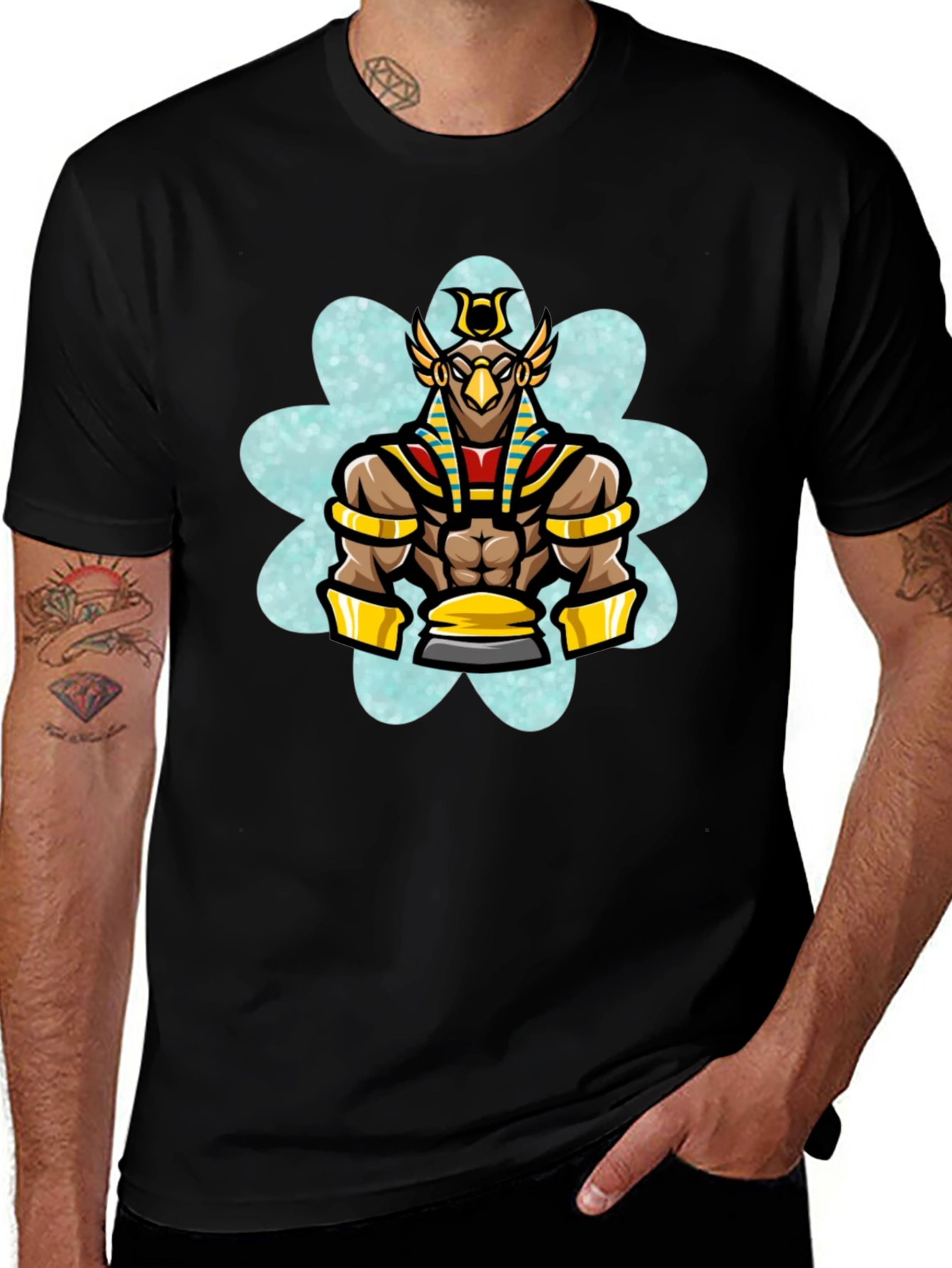 Egyptian God Horus T-Shirt - Black Cotton Tee