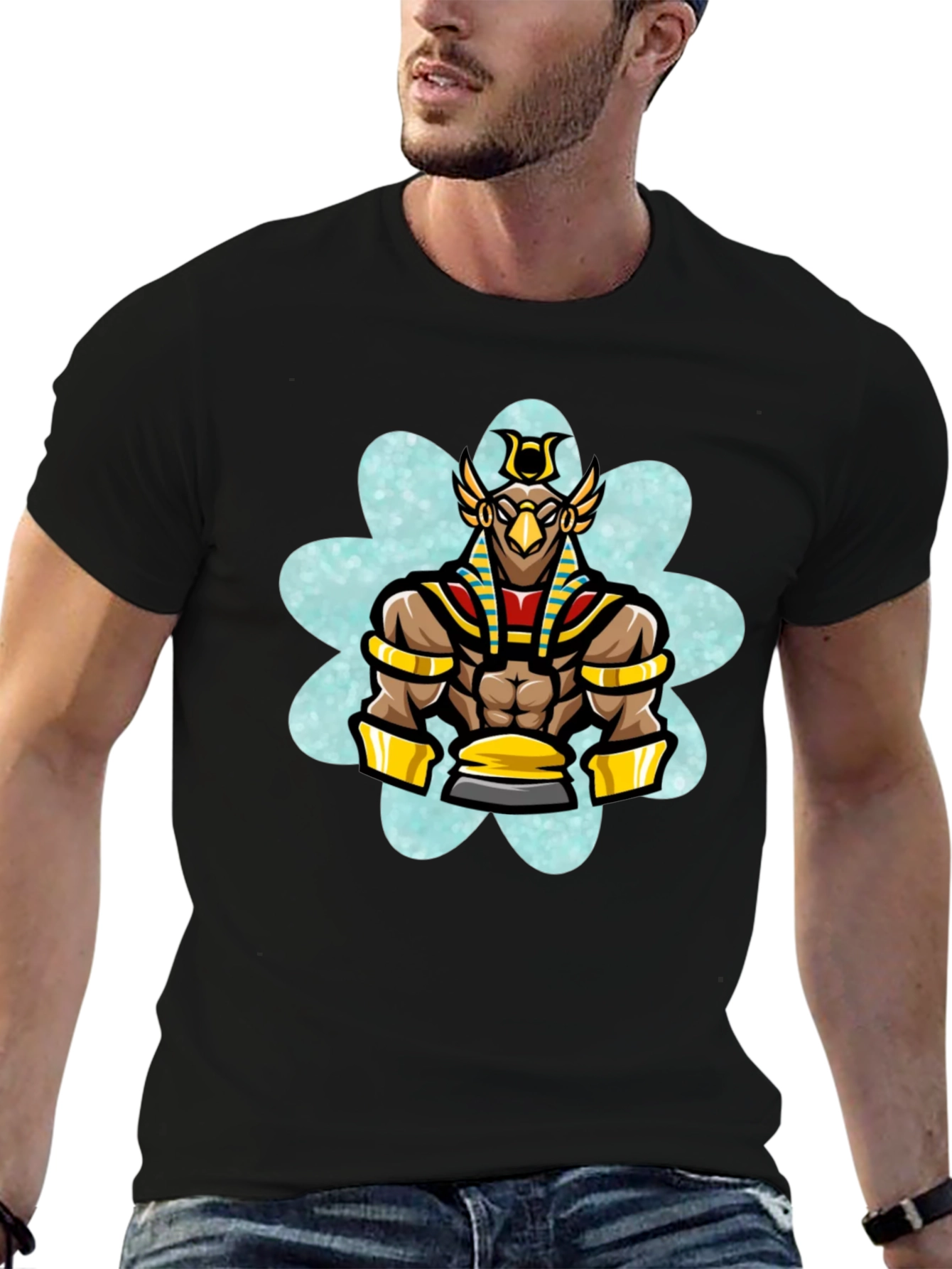 Egyptian God Horus T-Shirt - Black Cotton Tee