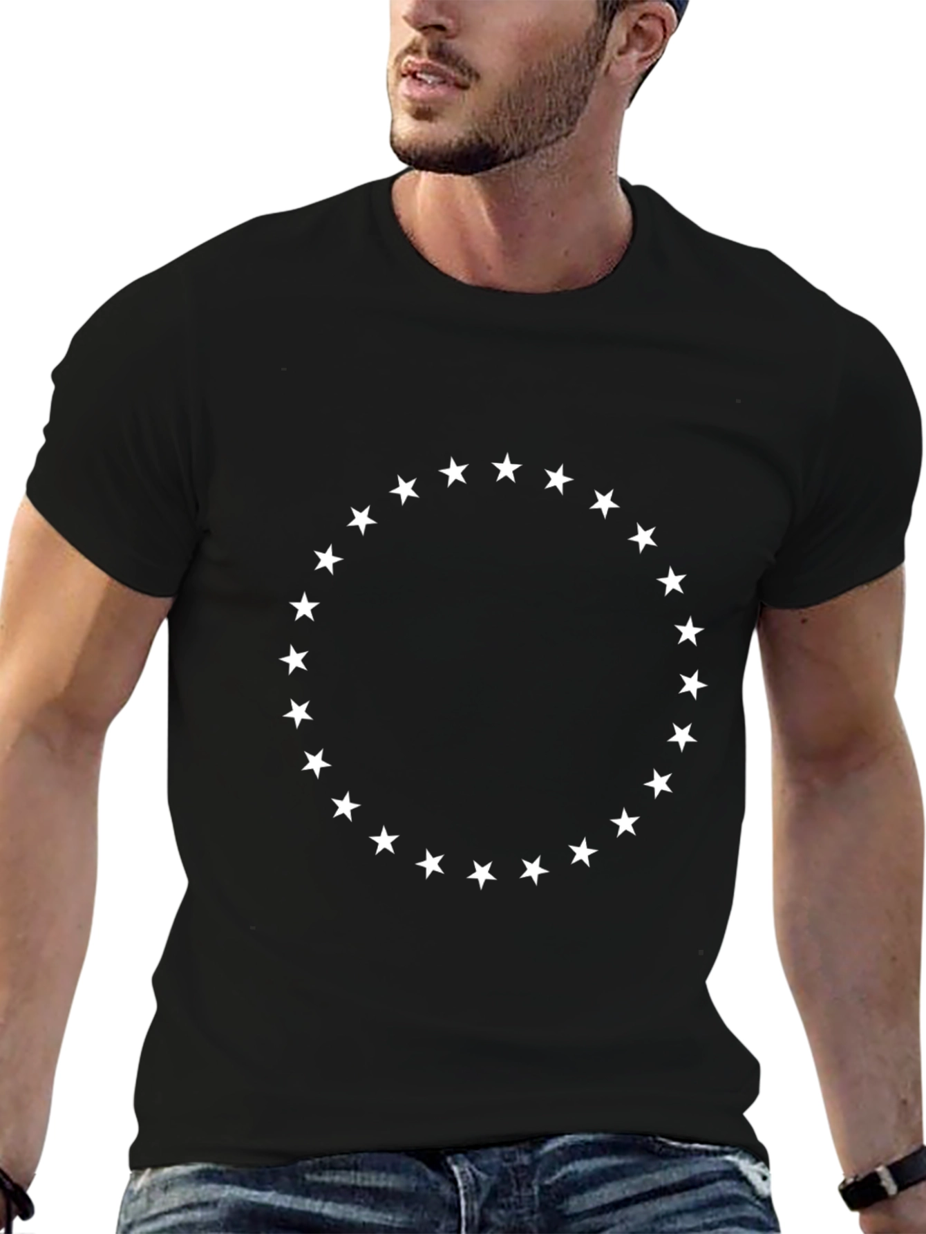 Star Circle Black Tee - Casual Style