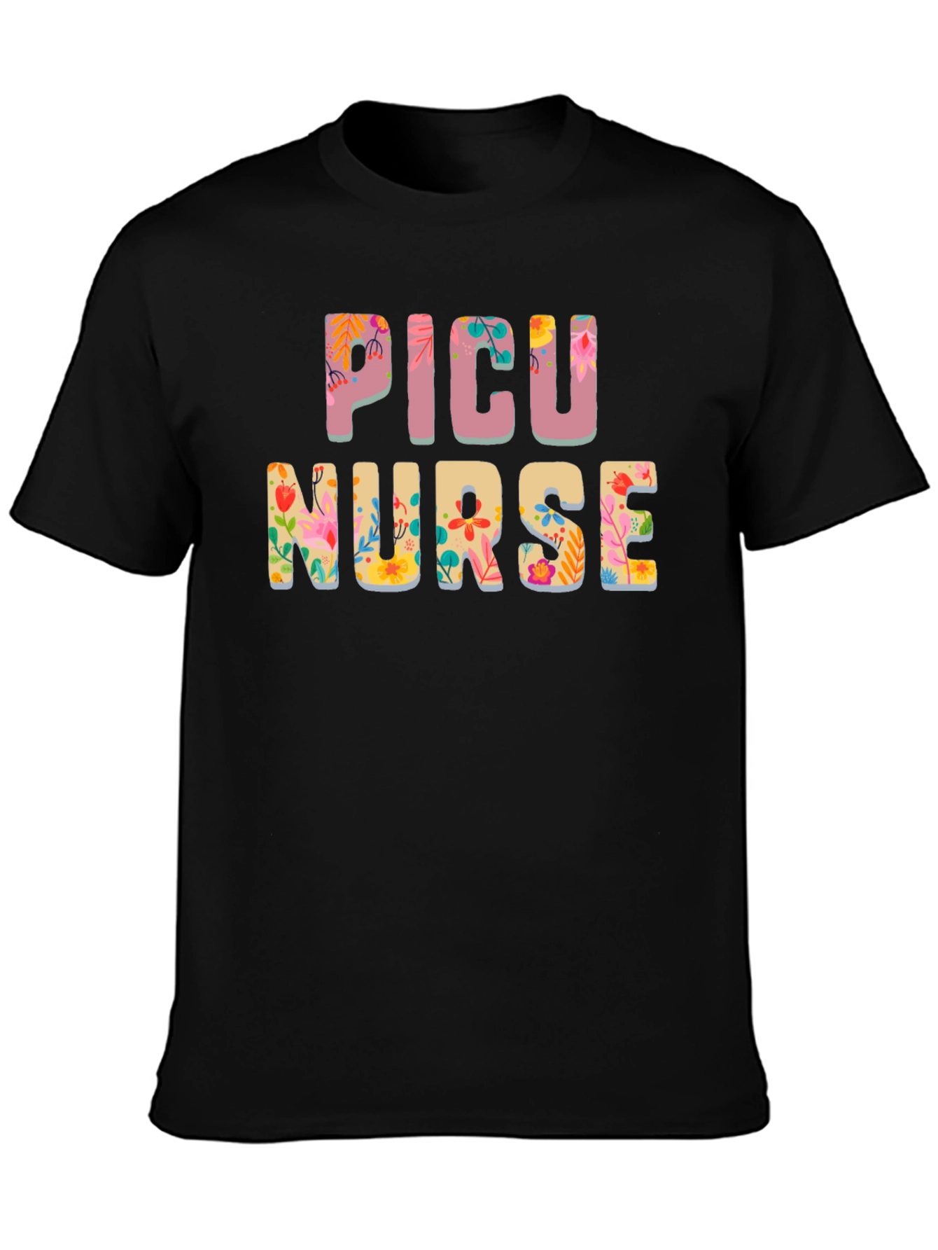 Floral PICU Nurse T-Shirt - Cute RN Apparel