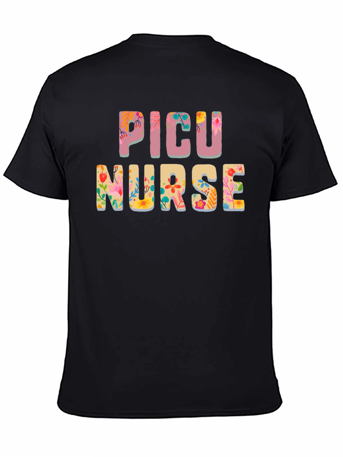 Floral PICU Nurse T-Shirt - Cute RN Apparel