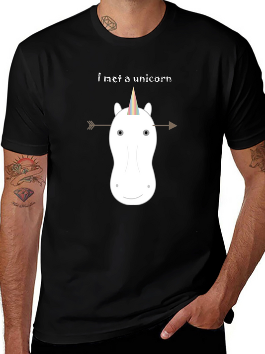I Met a Unicorn Black Graphic T-Shirt