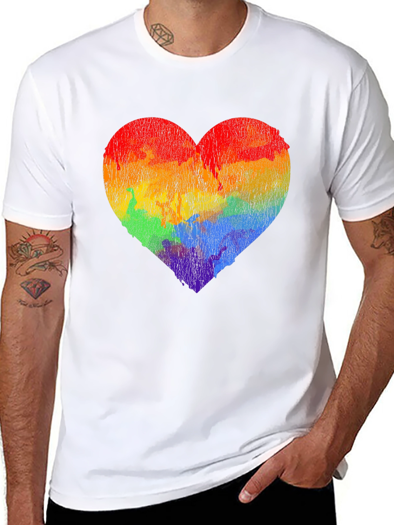 Rainbow Heart Graphic Tee - Pride Love Shirt