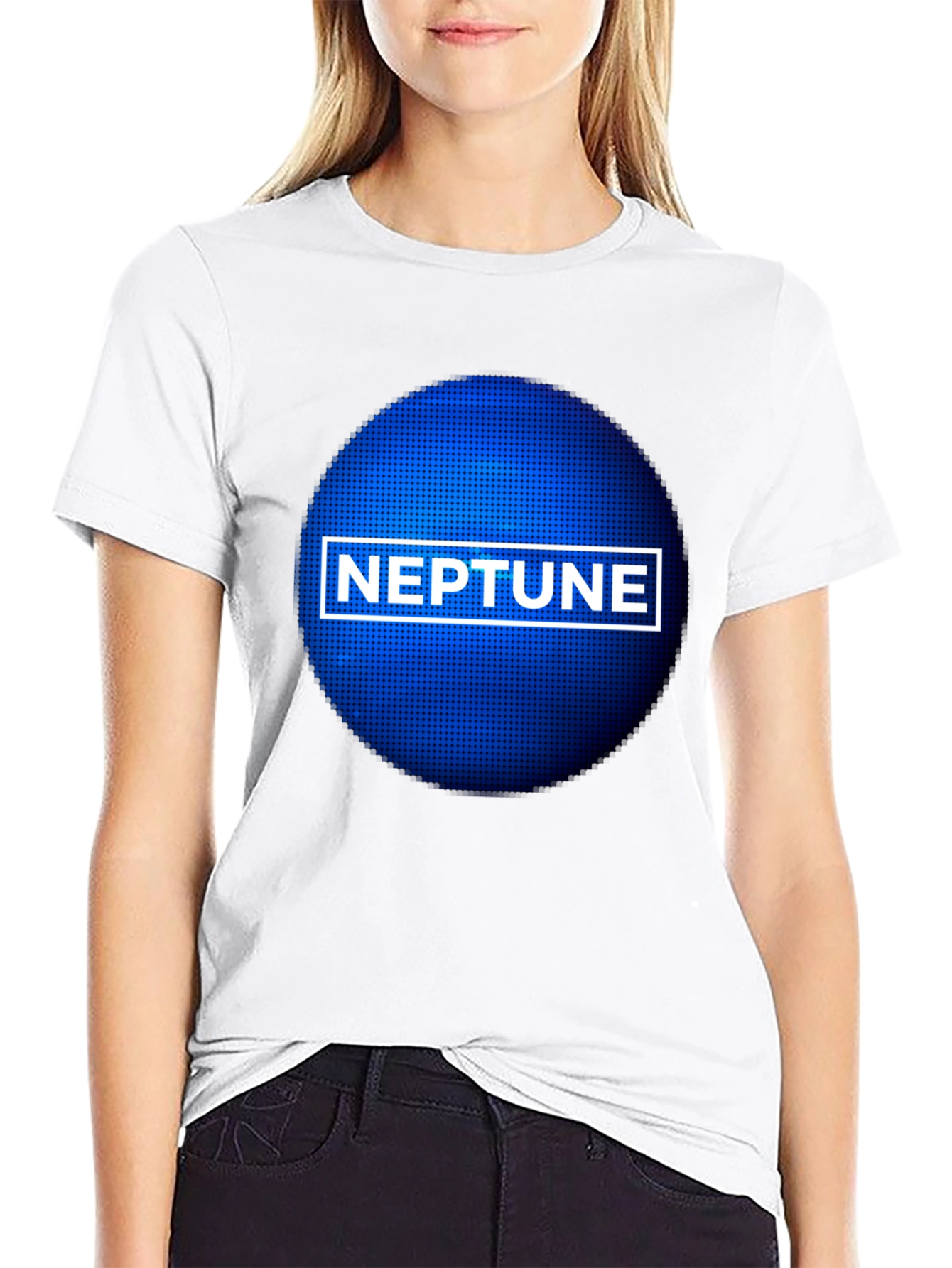 Neptune Planet Graphic Tee - Black Crewneck