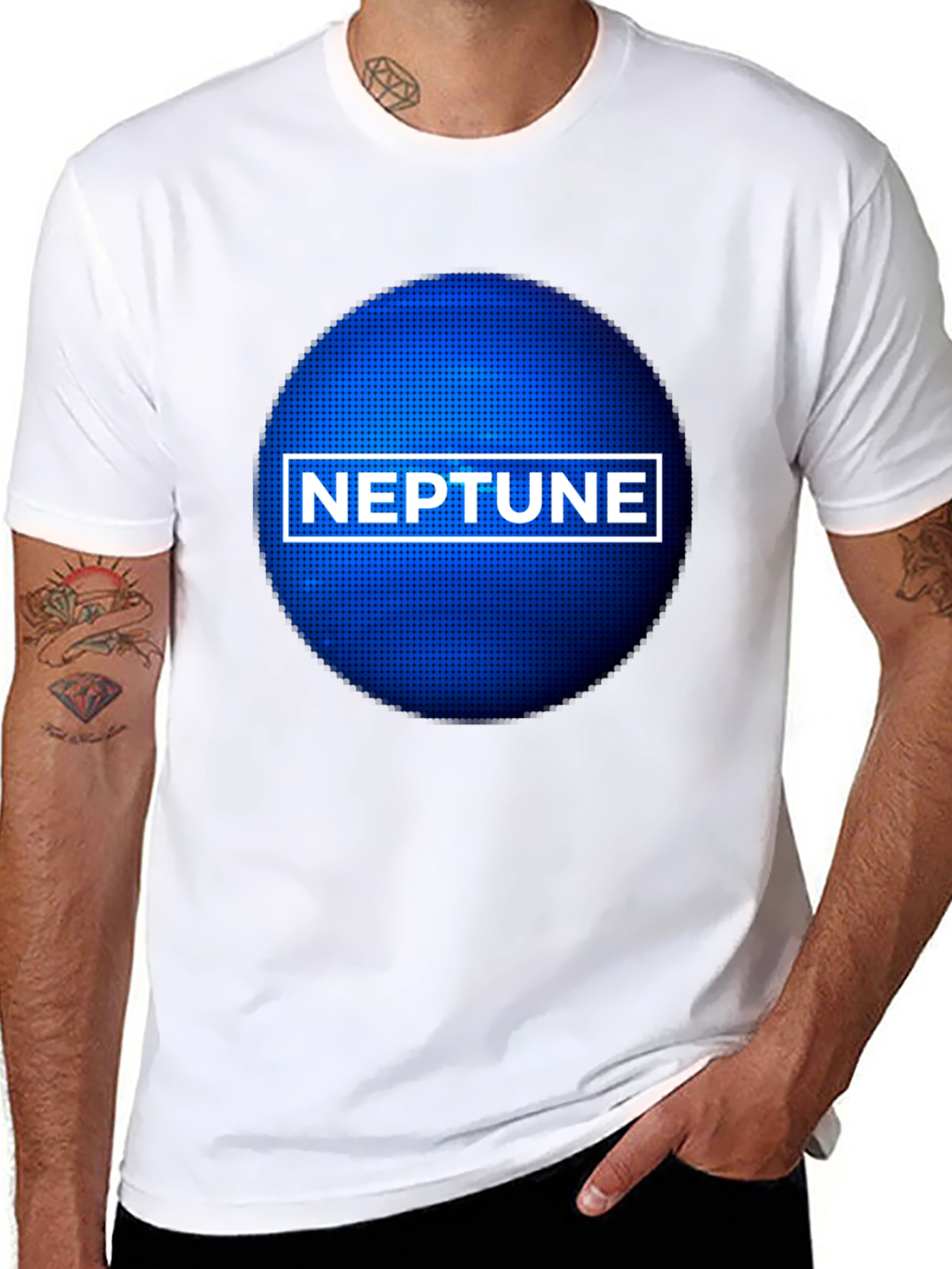 Neptune Planet Graphic Tee - Black Crewneck