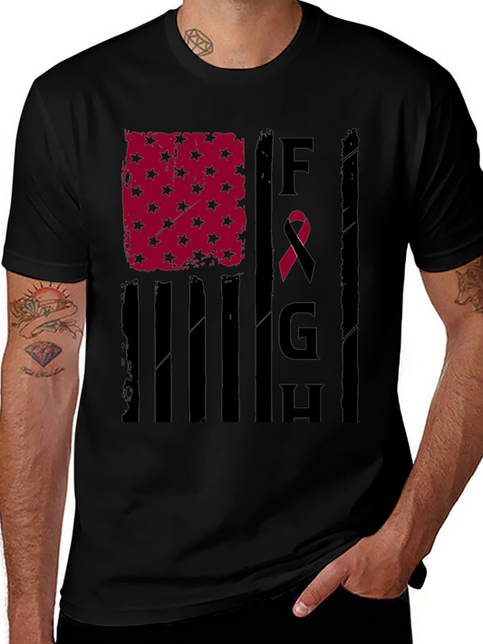 Fight T-Shirt: American Flag Breast Cancer Awareness