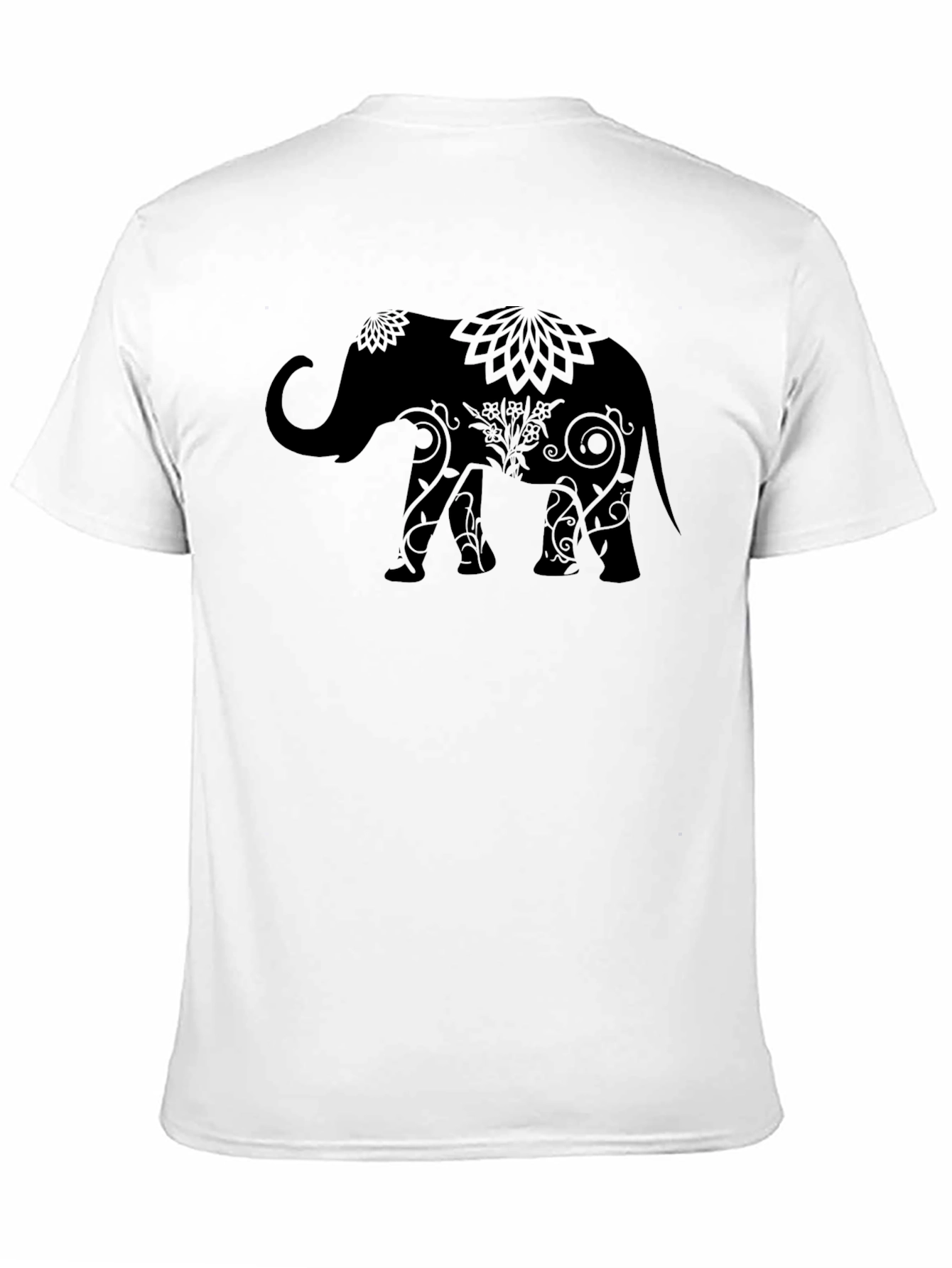 Elephant Mandala Graphic Print Crew Neck T-Shirt