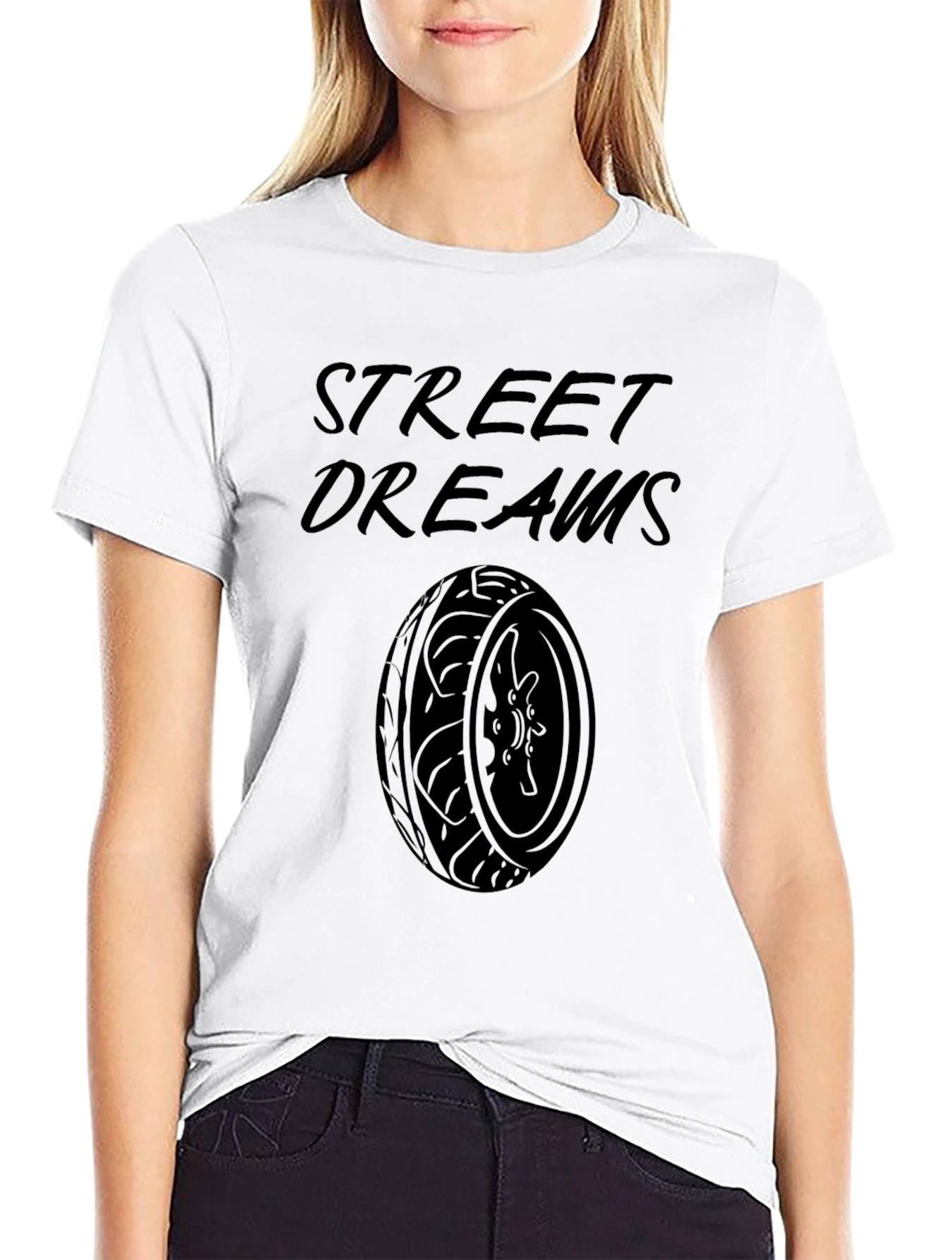 Street Dreams Graphic Tee - Black Cotton Blend